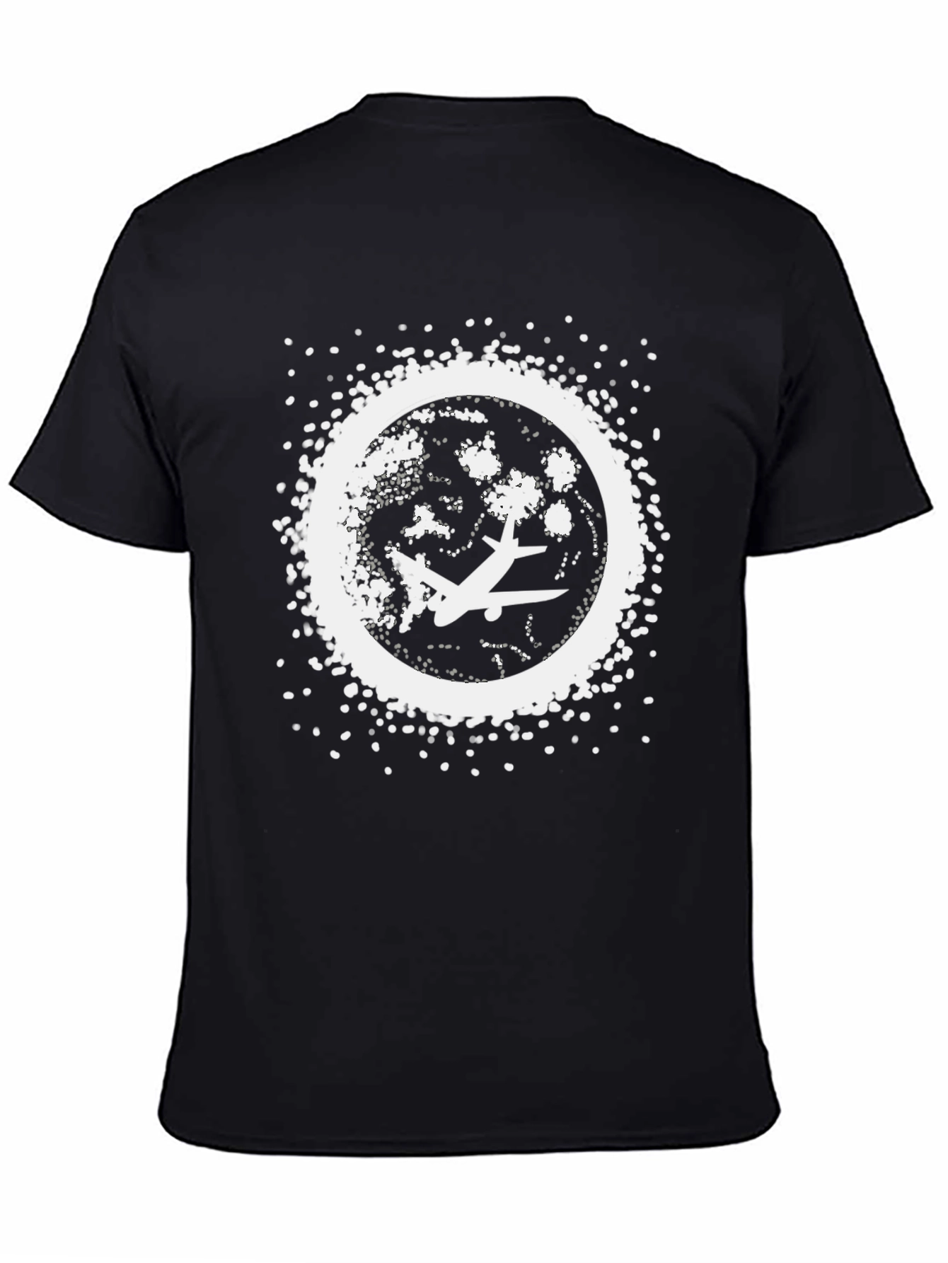 Airplane Moon Graphic T-Shirt - Classic Black Cotton Tee