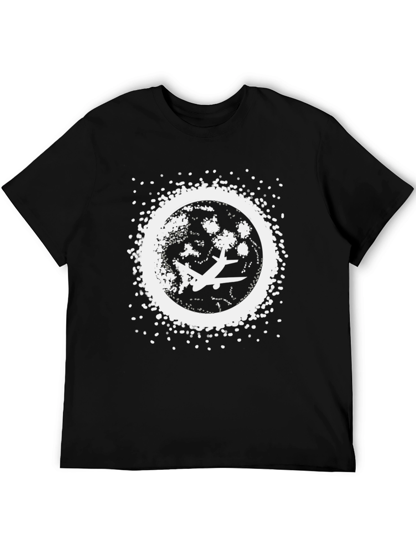 Airplane Moon Graphic T-Shirt - Classic Black Cotton Tee