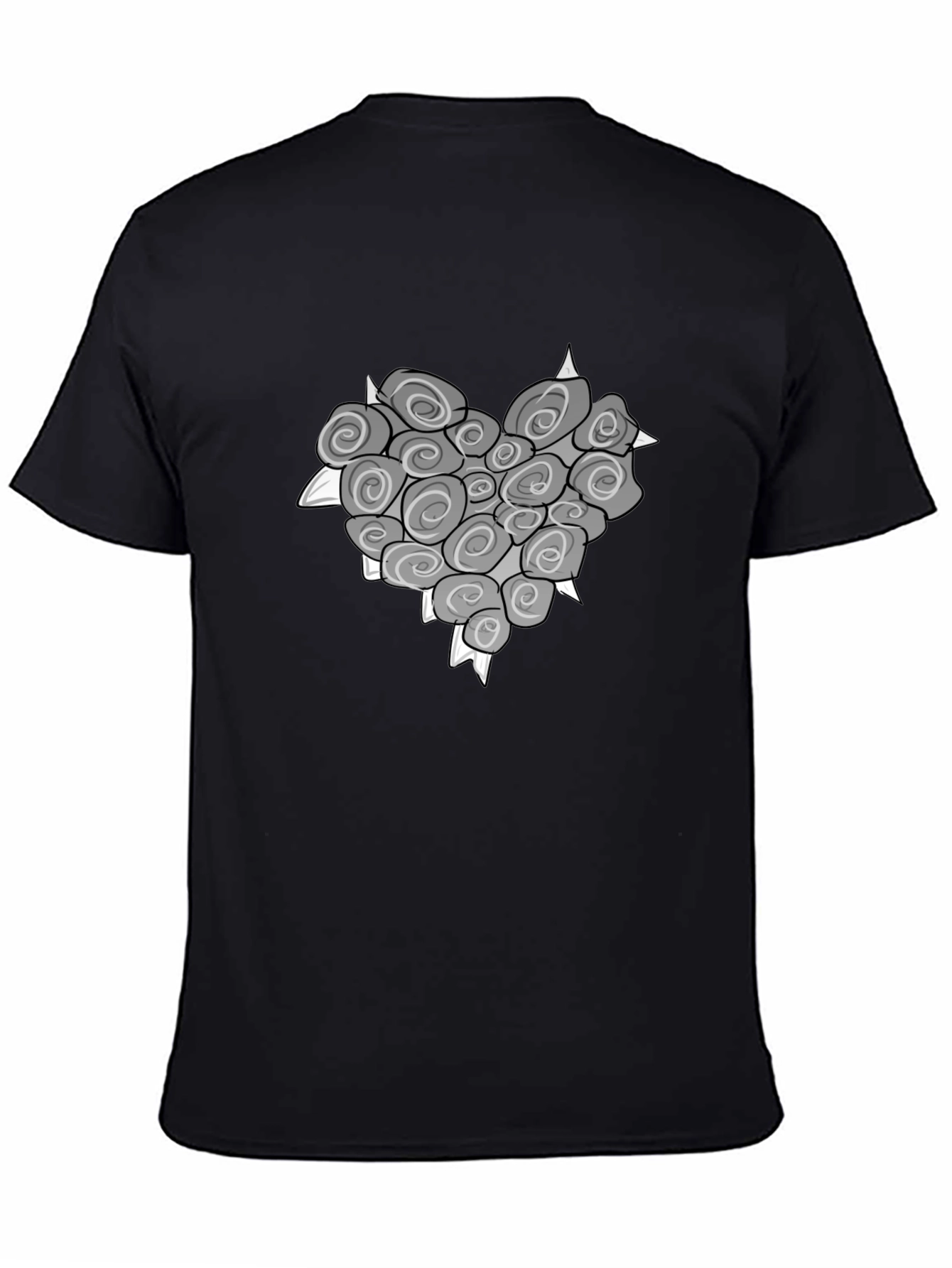Heart of Roses Graphic T-Shirt - Stylish Black Tee