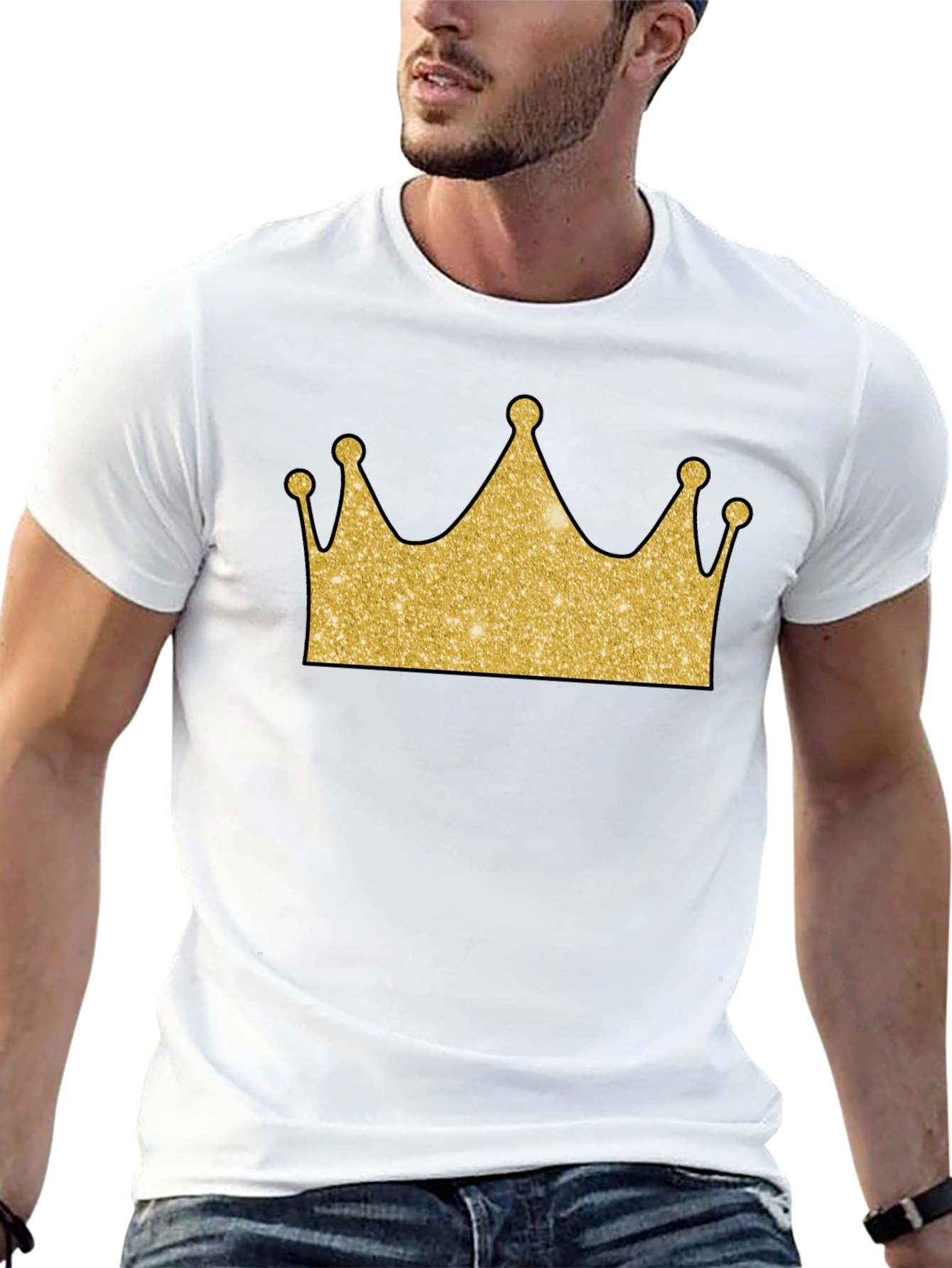 Golden Crown Graphic Tee - Stylish Mens Black T-Shirt