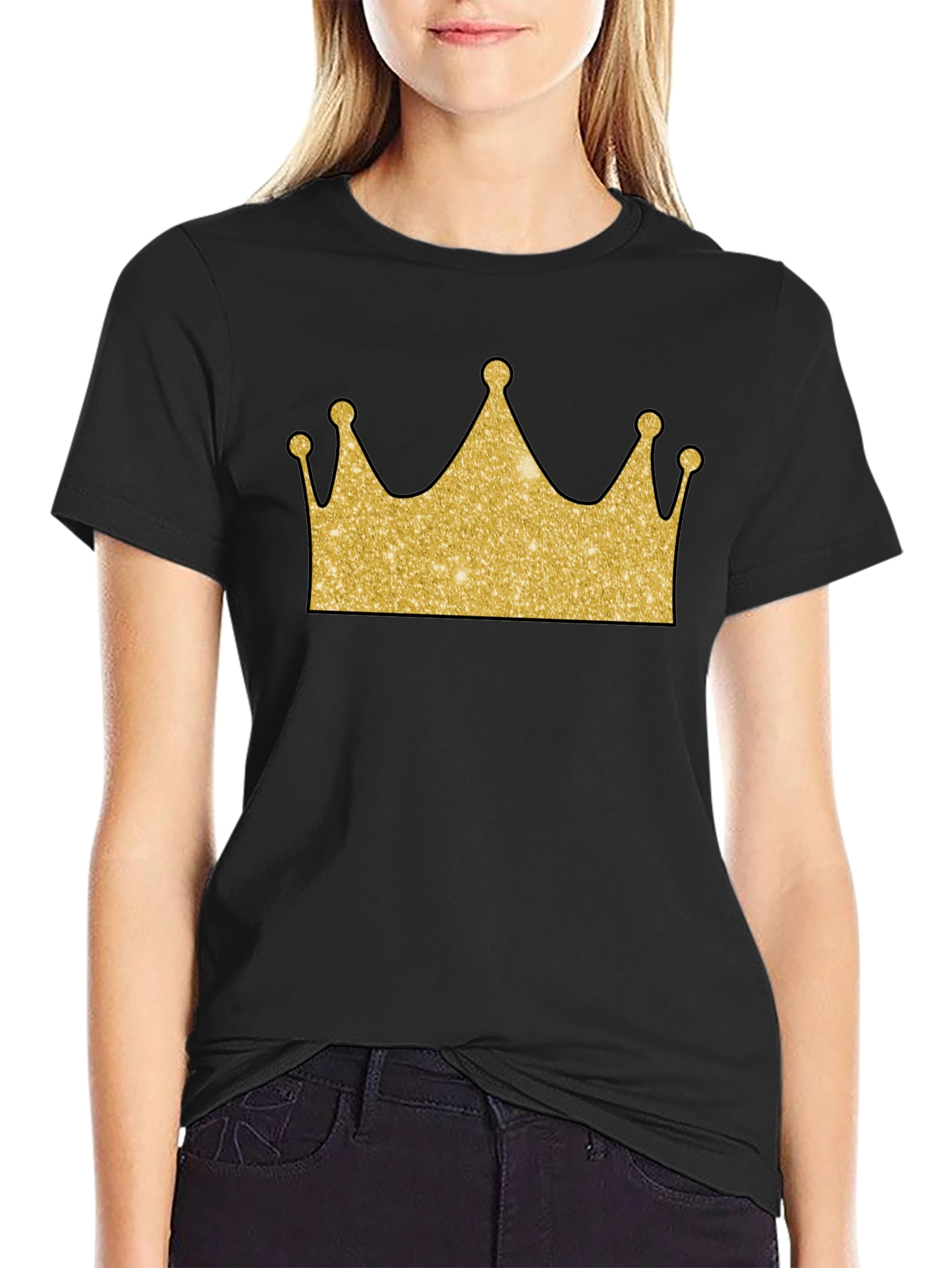 Golden Crown Graphic Tee - Stylish Mens Black T-Shirt