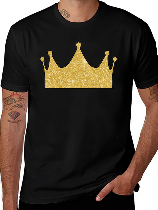 Golden Crown Graphic Tee - Stylish Mens Black T-Shirt