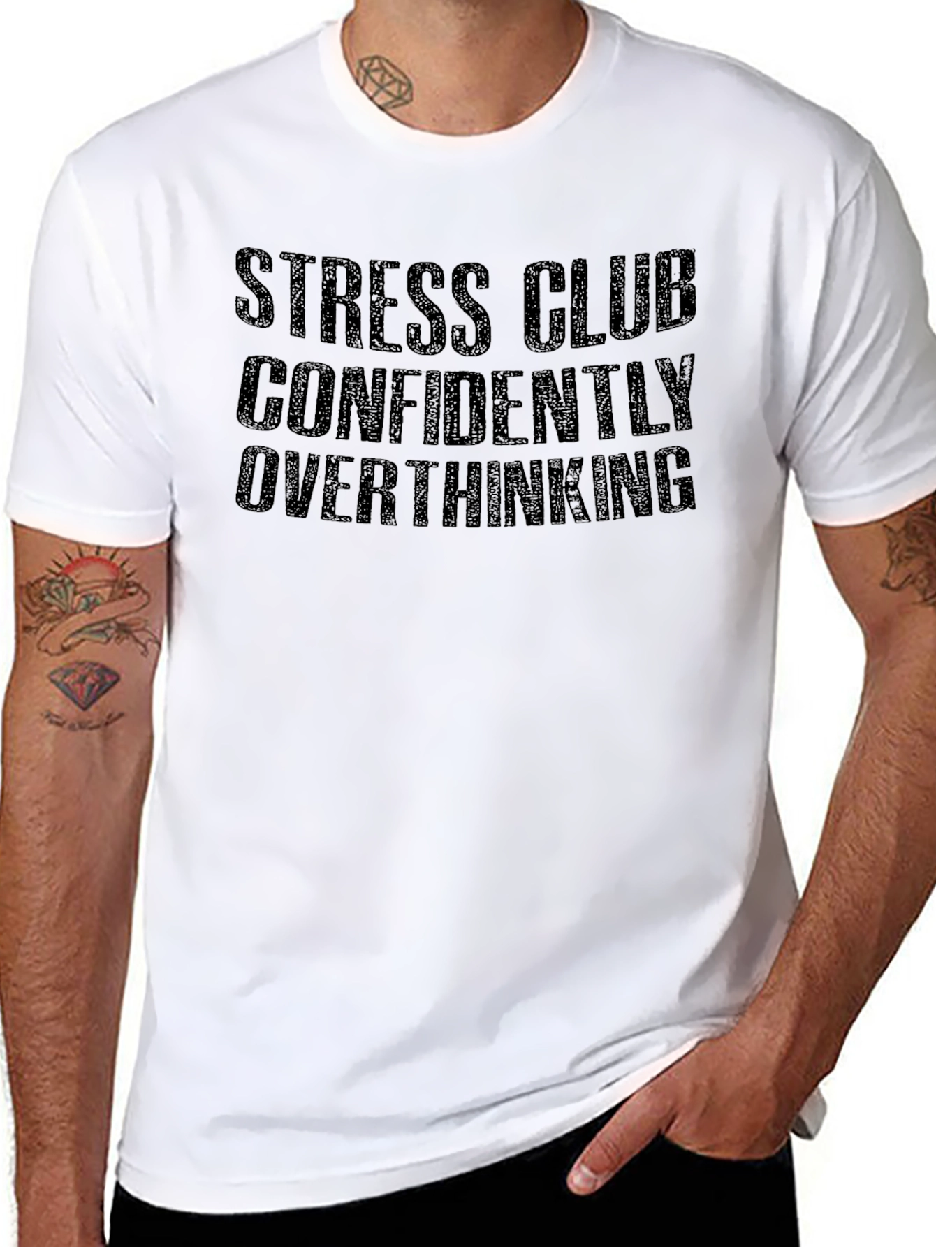 Stress Club Confidently Overthinking Black Tee
