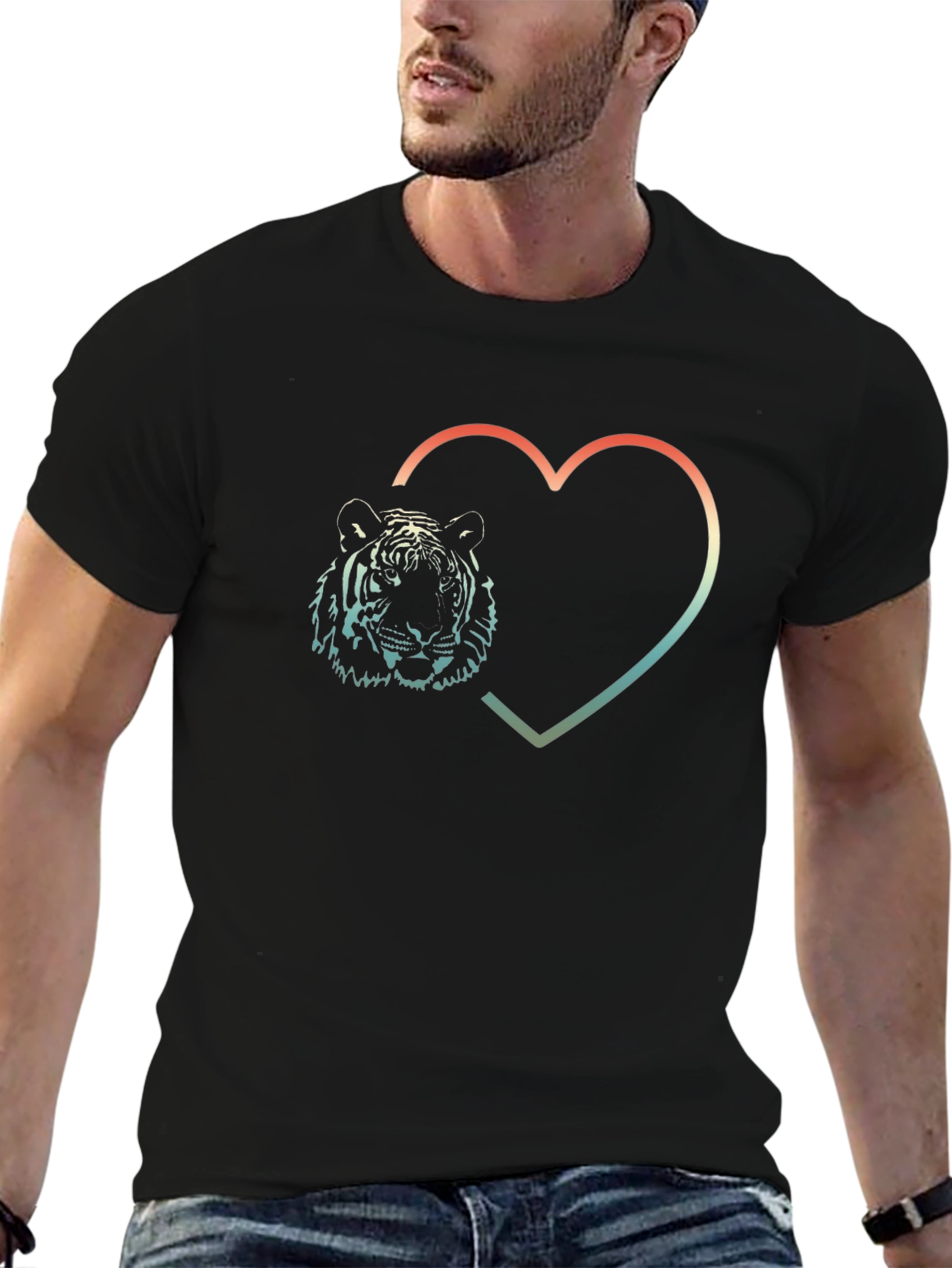 Tiger Heart Graphic T-Shirt - Stylish Mens Tee