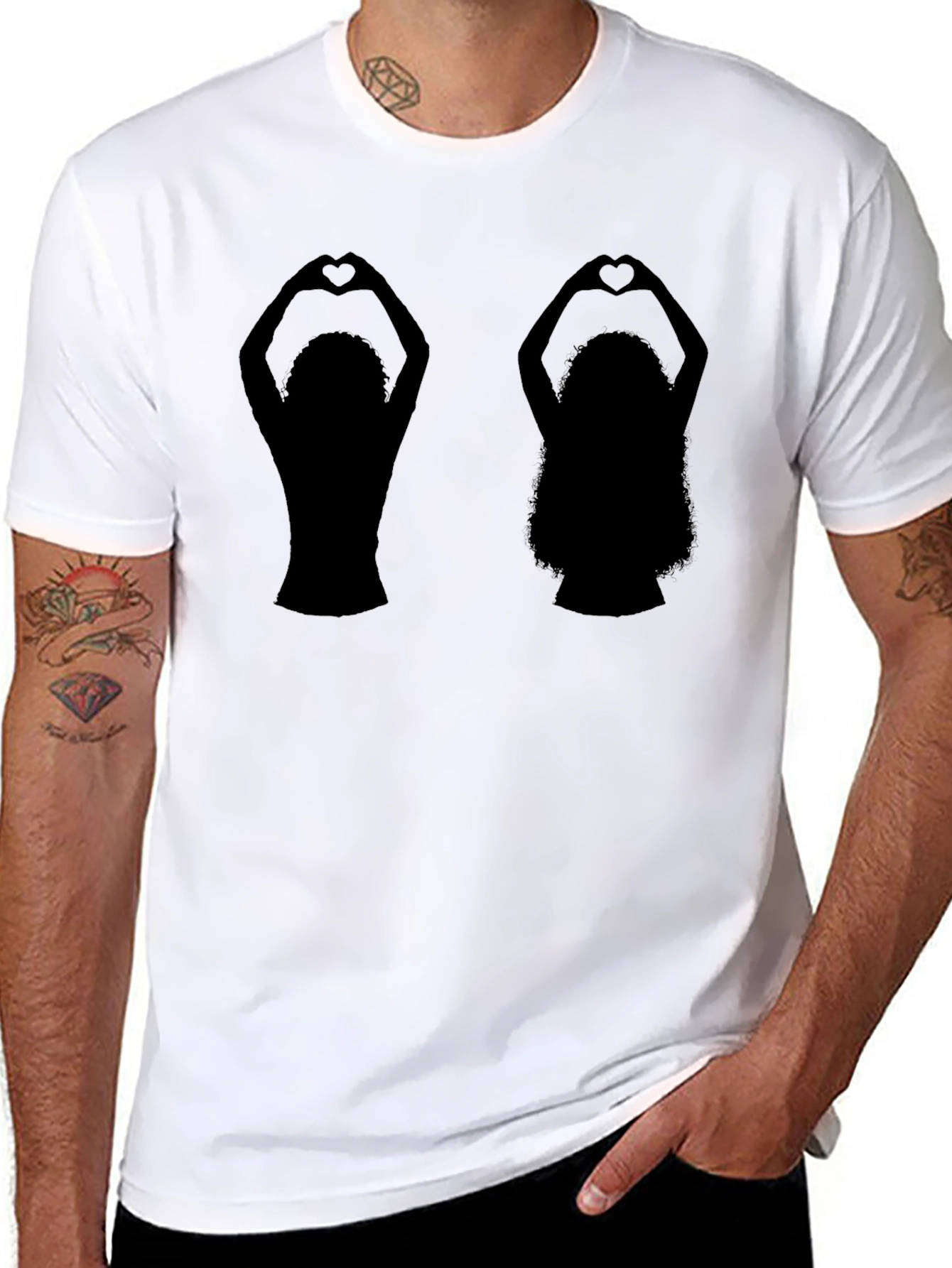 Silhouette Heart Hands Graphic T-Shirt