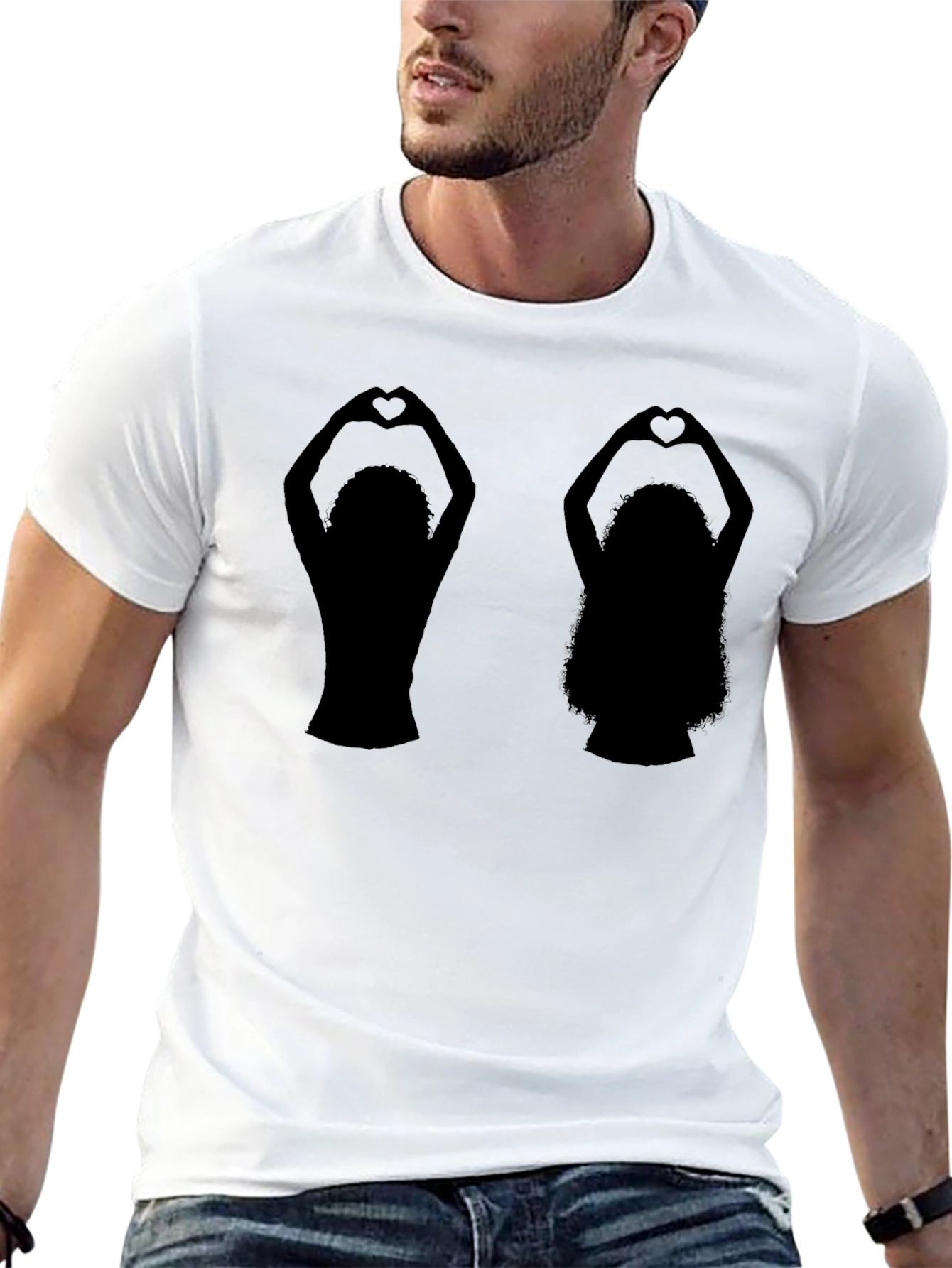 Silhouette Heart Hands Graphic T-Shirt