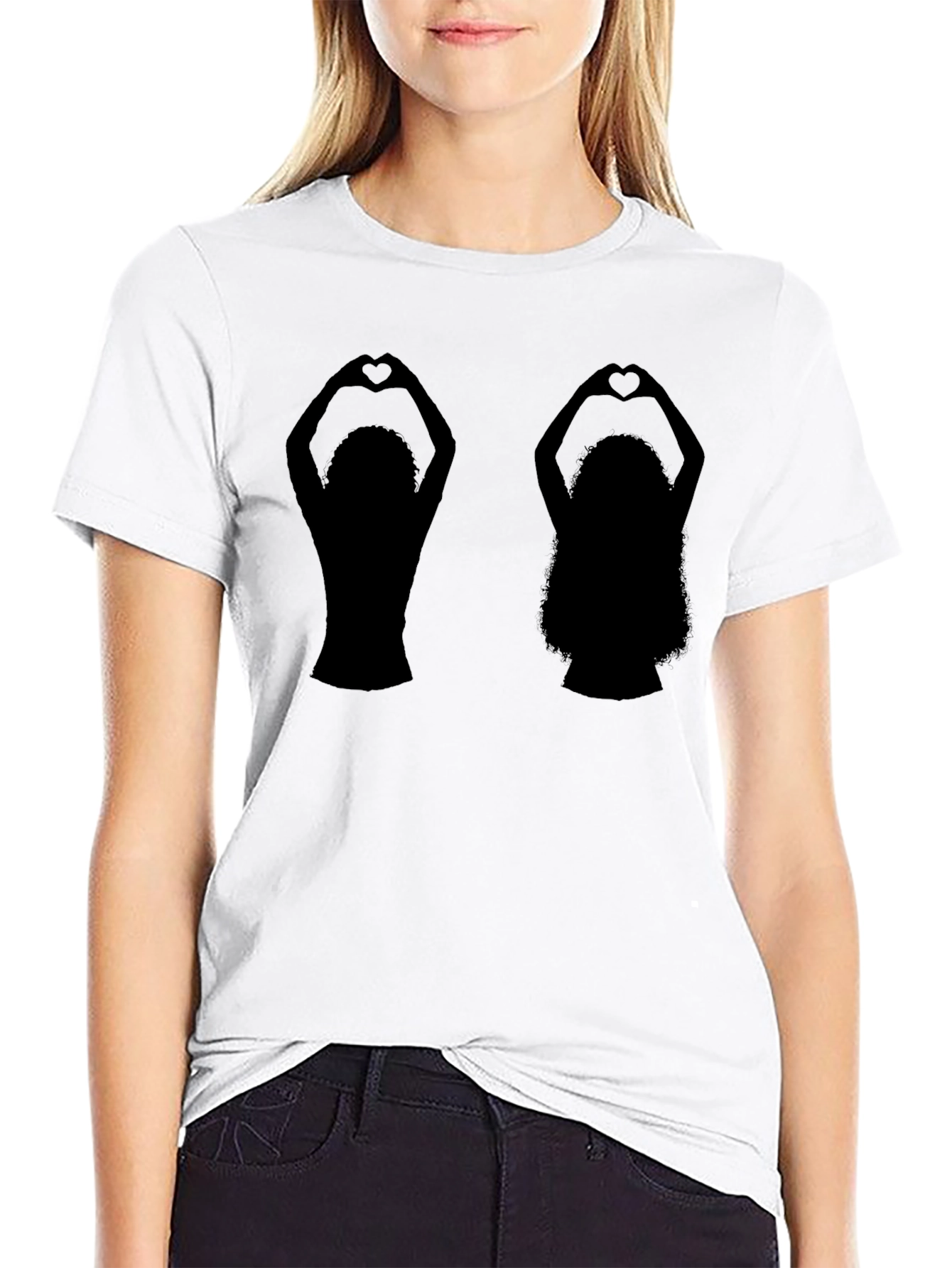 Silhouette Heart Hands Graphic T-Shirt