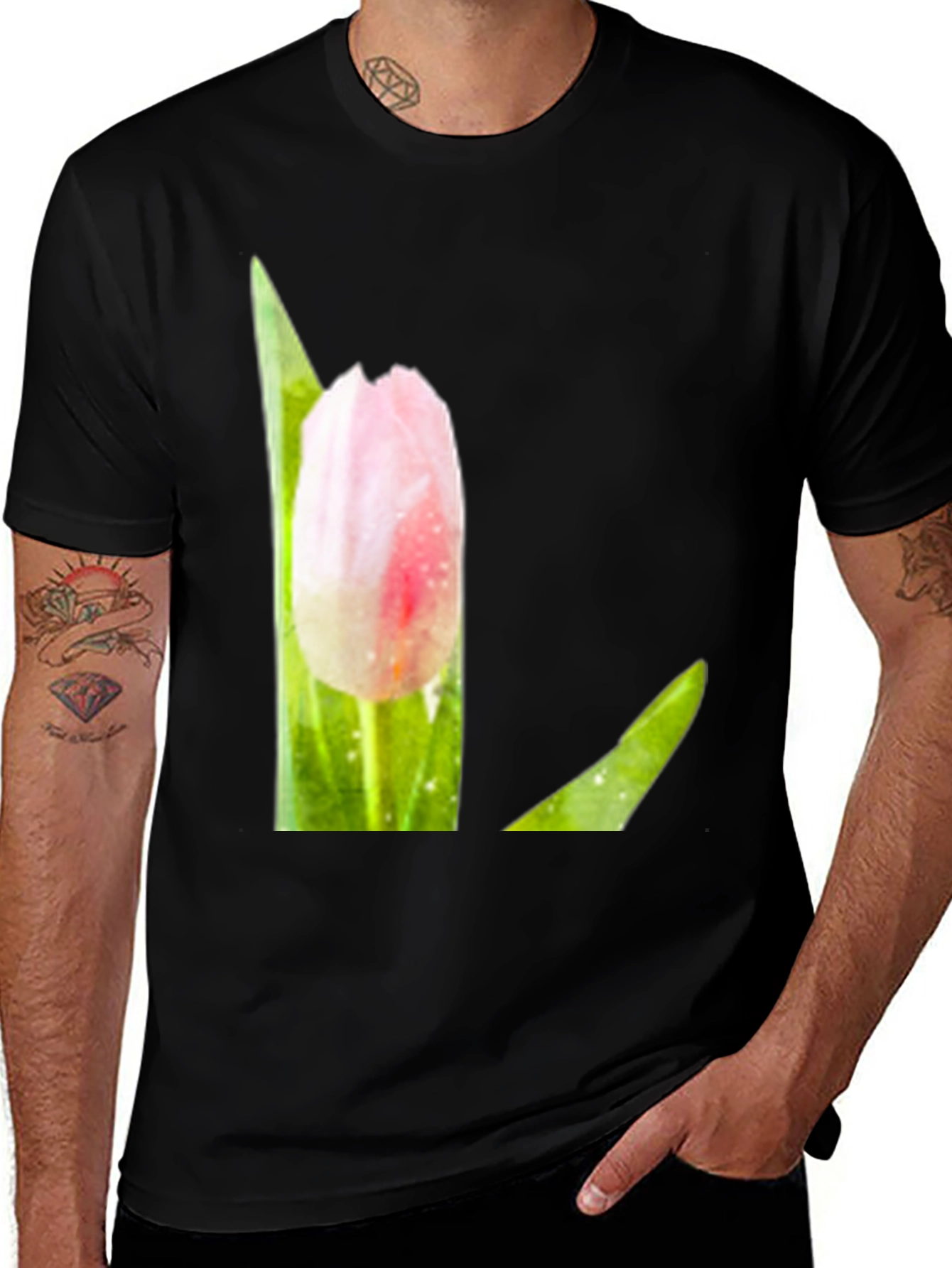 Pink Tulip T-Shirt - Floral Graphic Tee