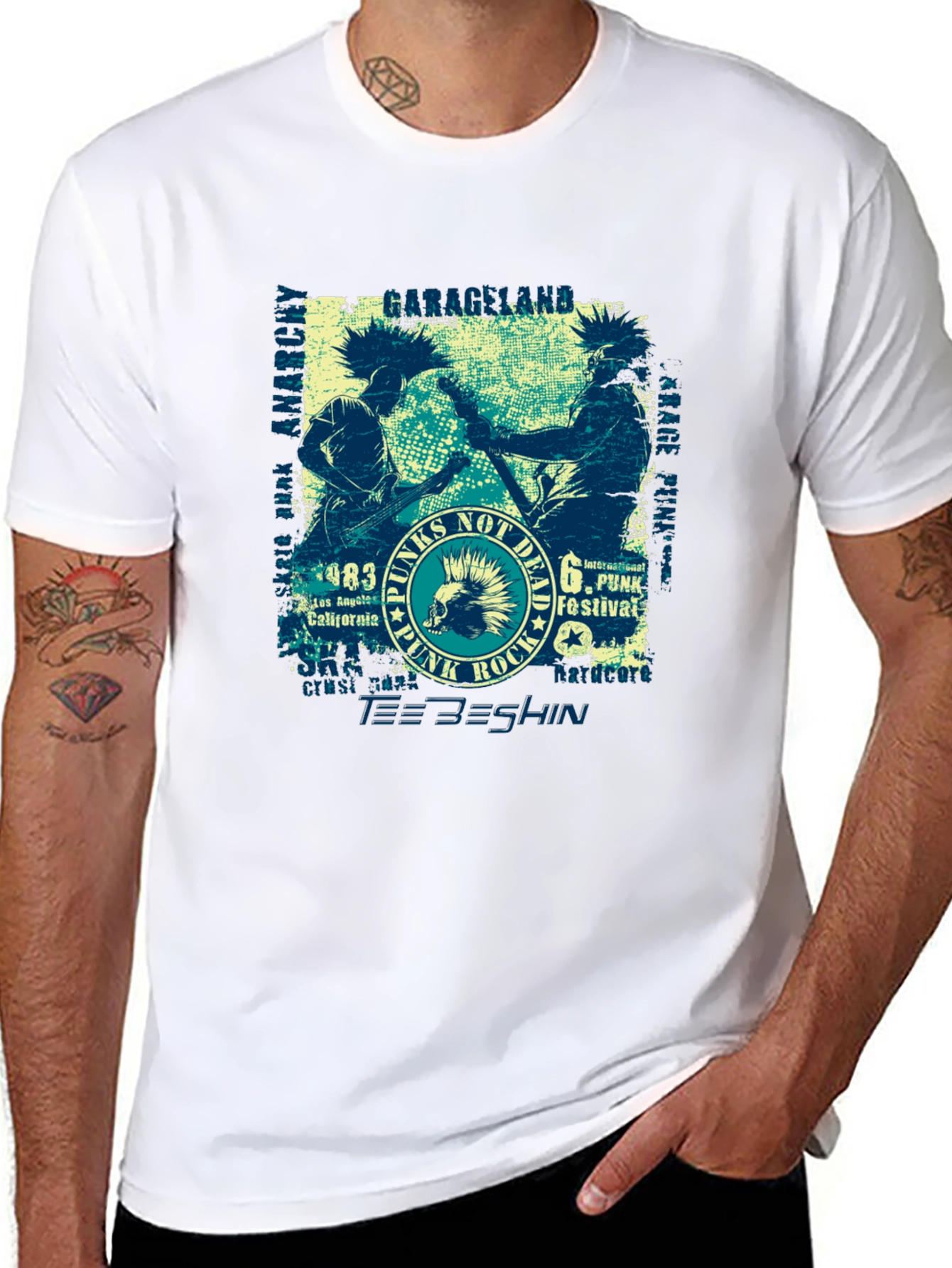 Punk Rock Tee - Graphic Print Cotton T-Shirt