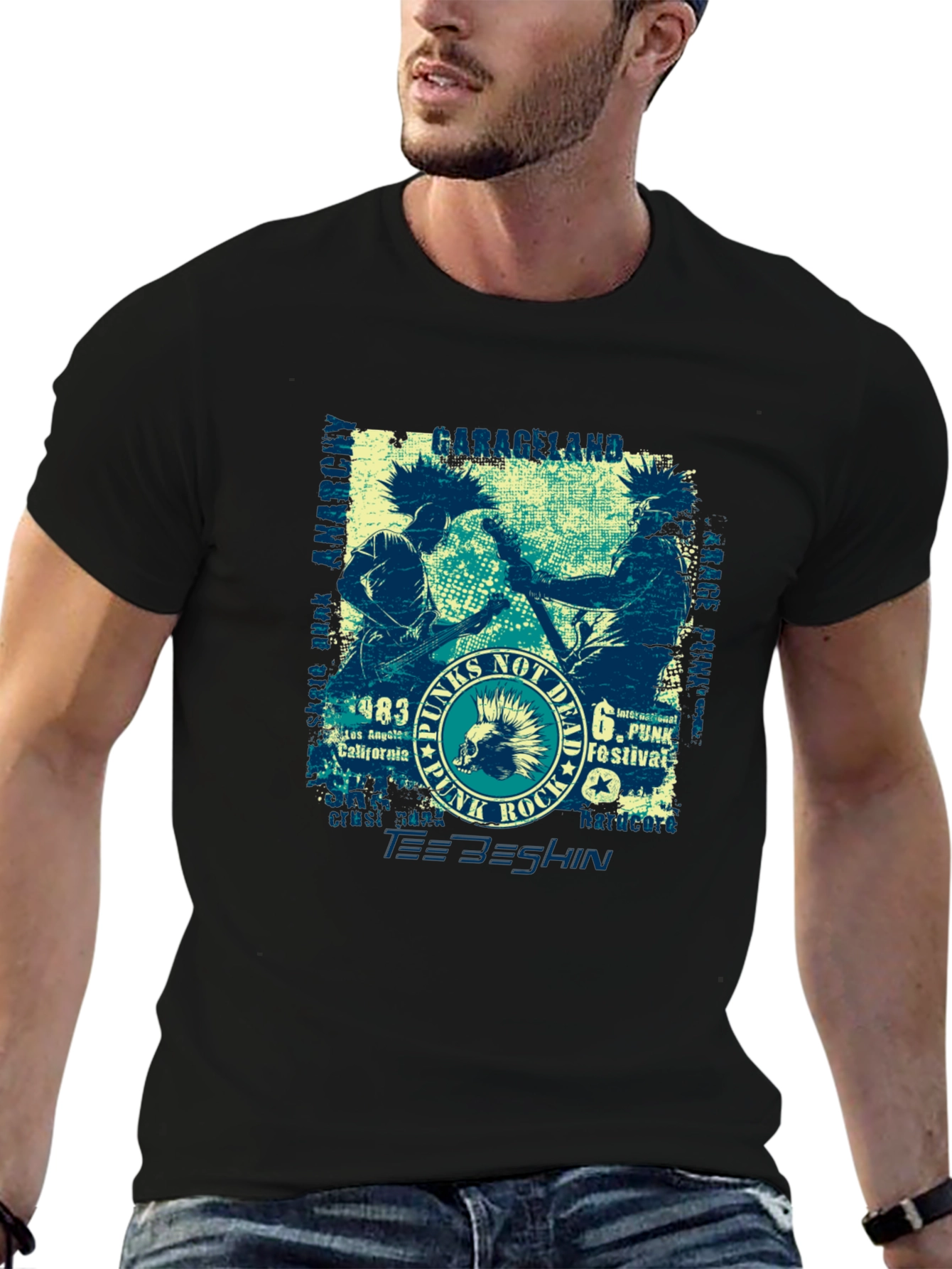 Punk Rock Tee - Graphic Print Cotton T-Shirt