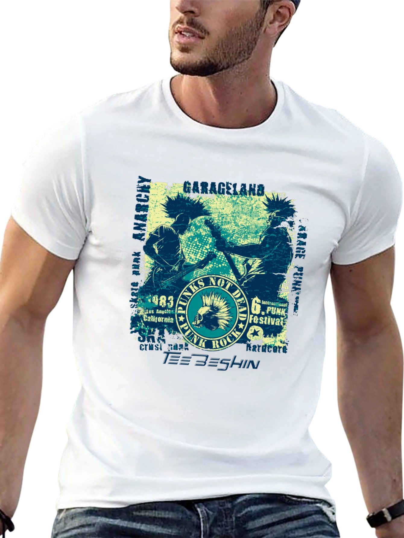 Punk Rock Tee - Graphic Print Cotton T-Shirt