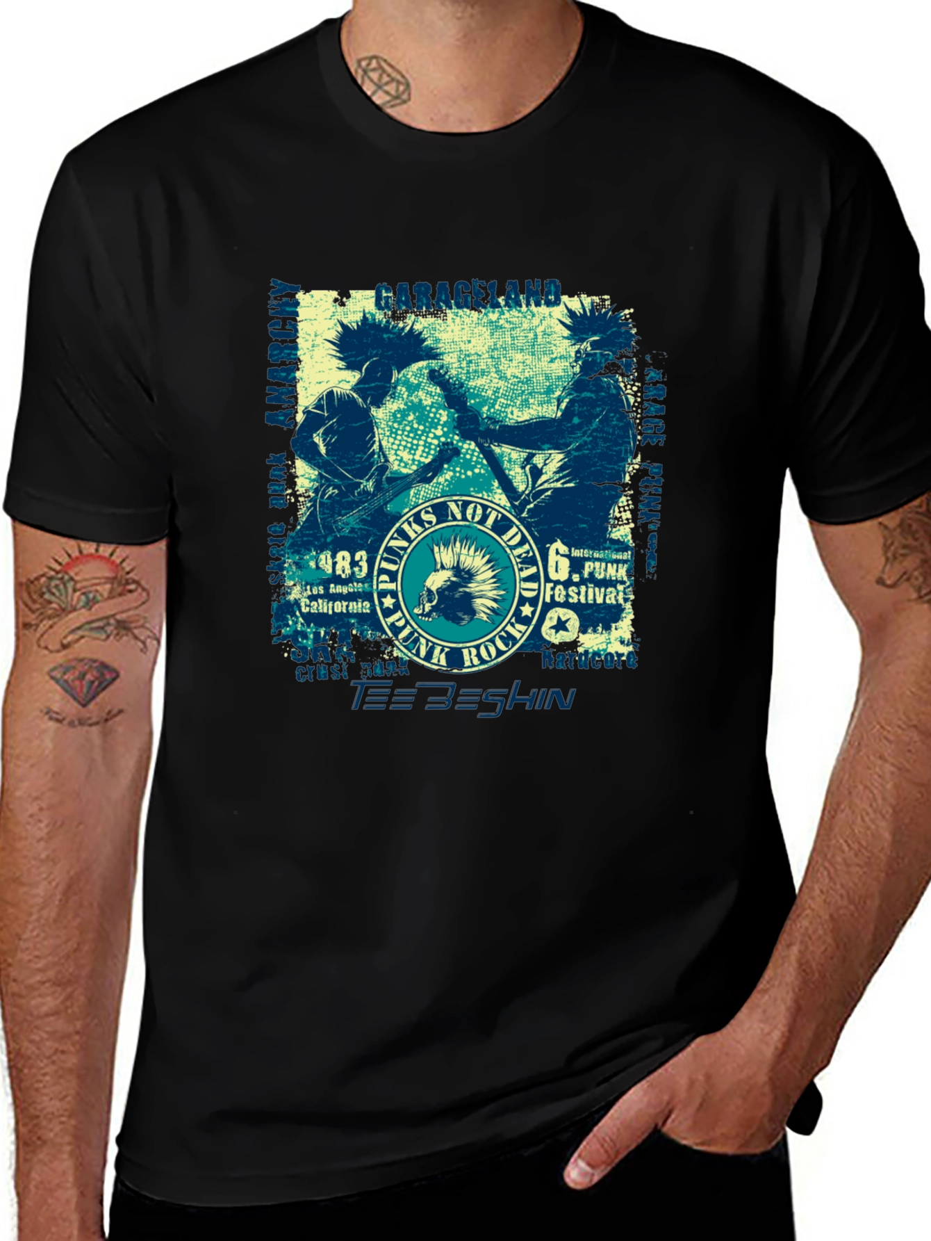 Punk Rock Tee - Graphic Print Cotton T-Shirt