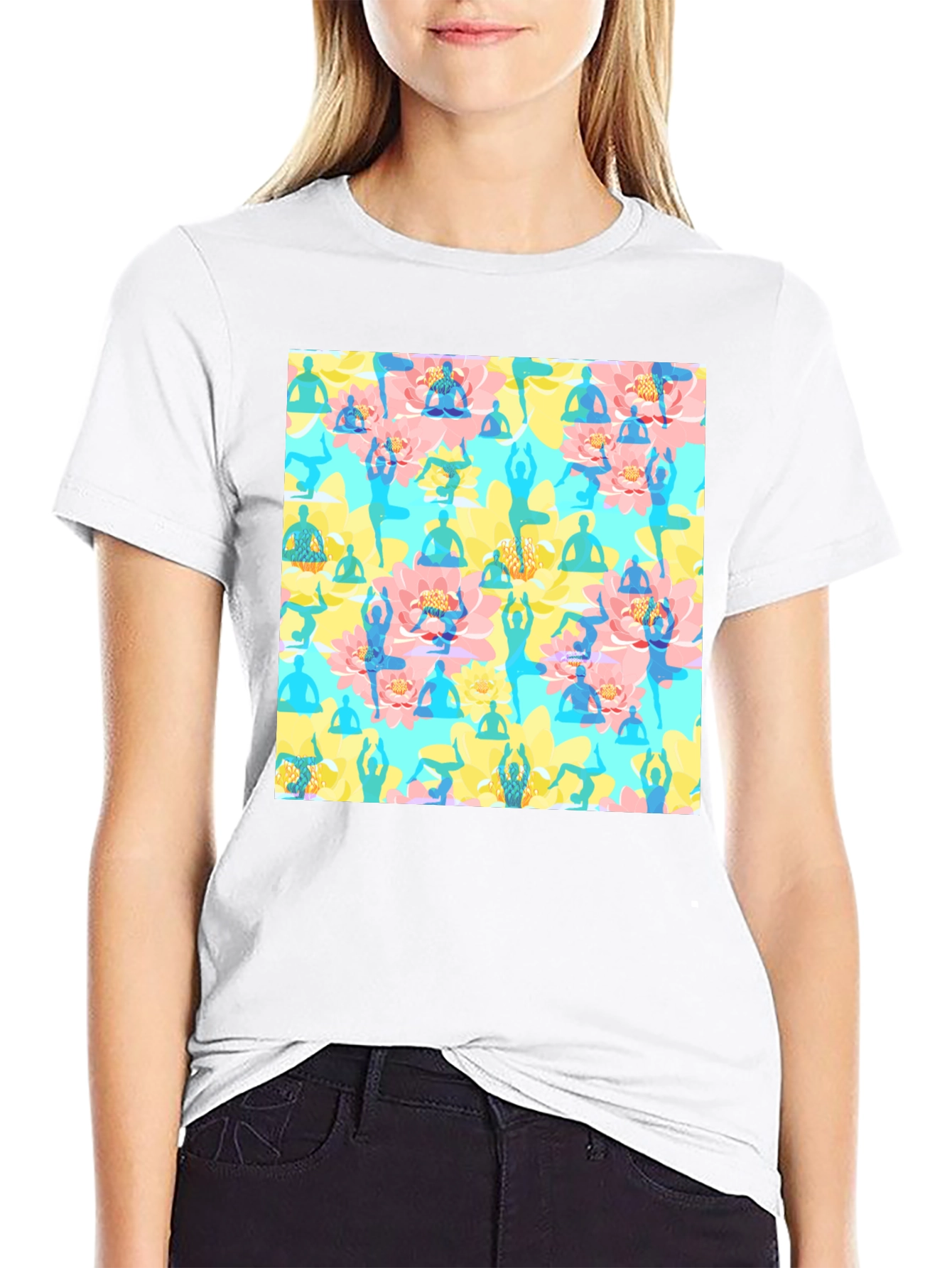 Yoga Pose Pattern T-Shirt - Stylish & Comfortable