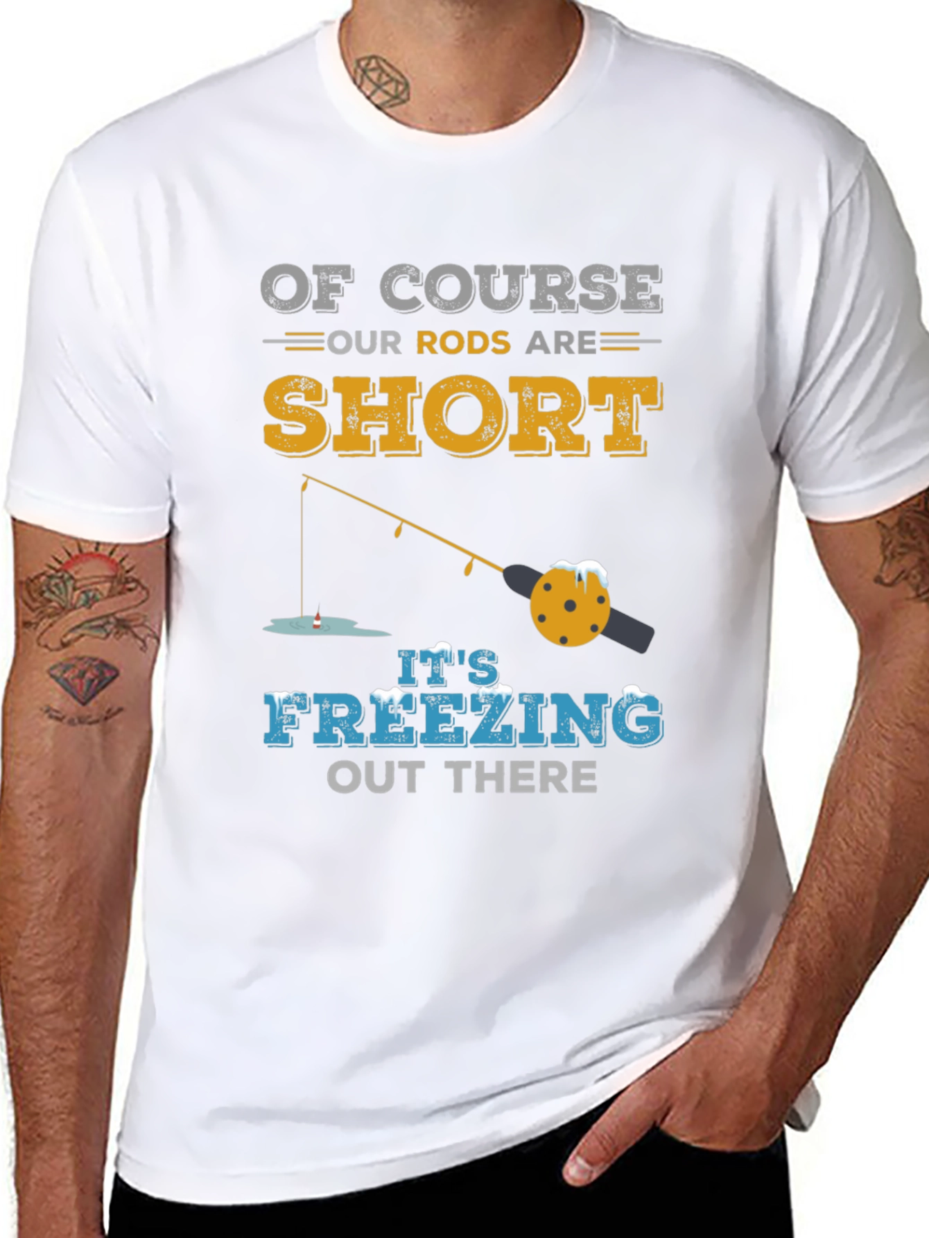 Funny Winter Fishing T-Shirt - Short Rods