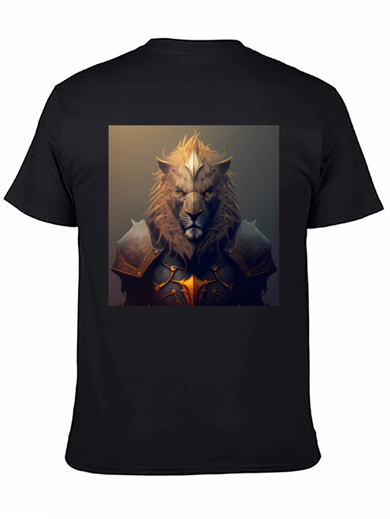 Lion Knight Graphic Tee - Black Casual T-Shirt