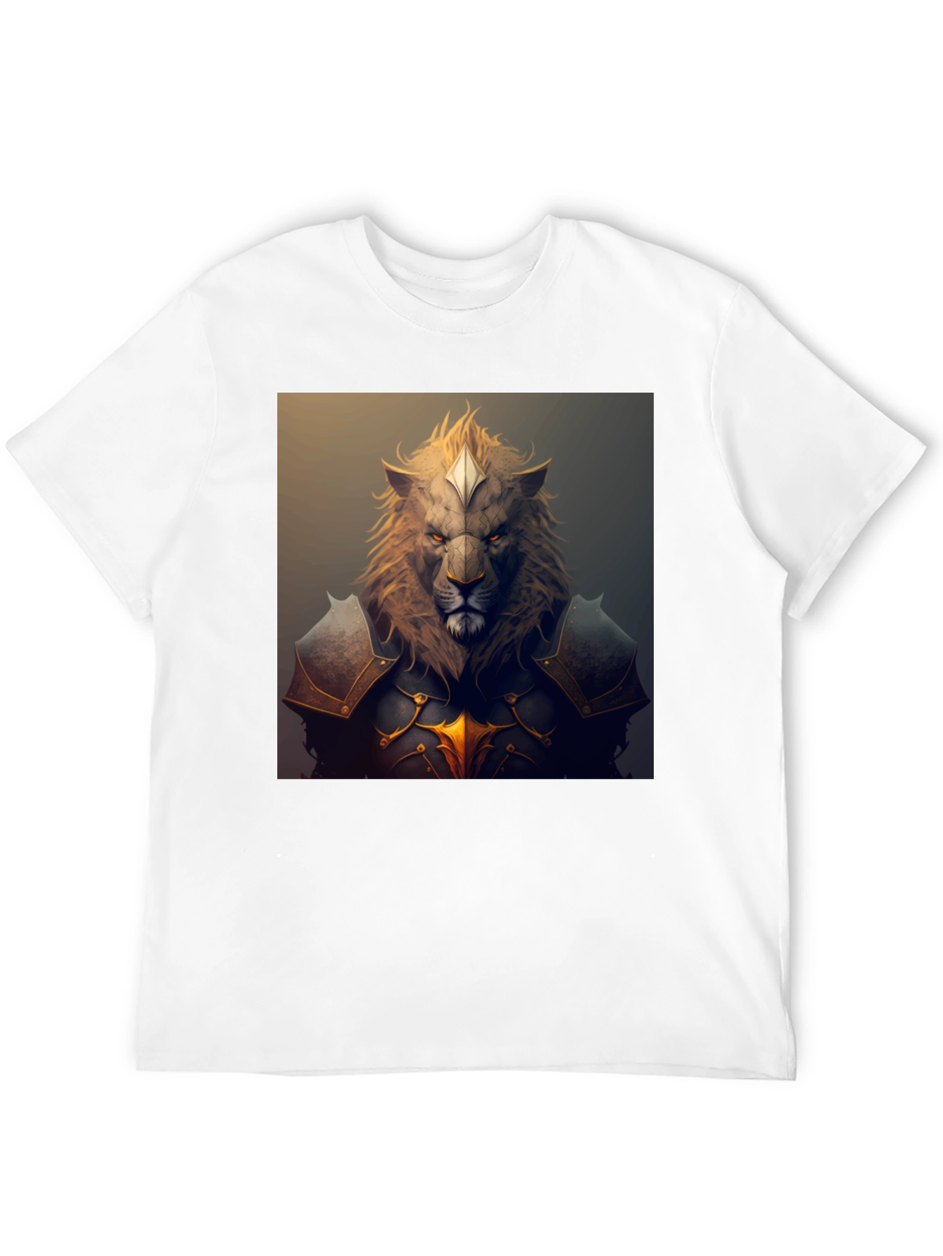 Lion Knight Graphic Tee - Black Casual T-Shirt