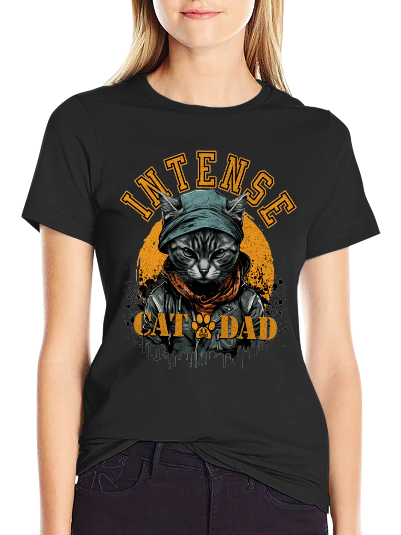 Intense Cat Dad Graphic T-Shirt