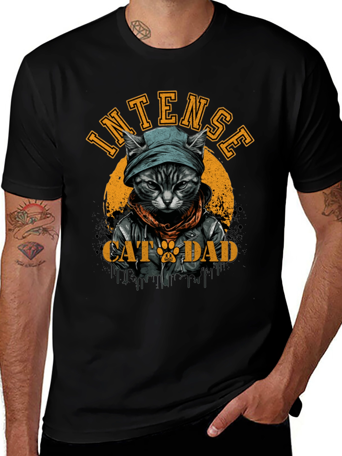 Intense Cat Dad Graphic T-Shirt