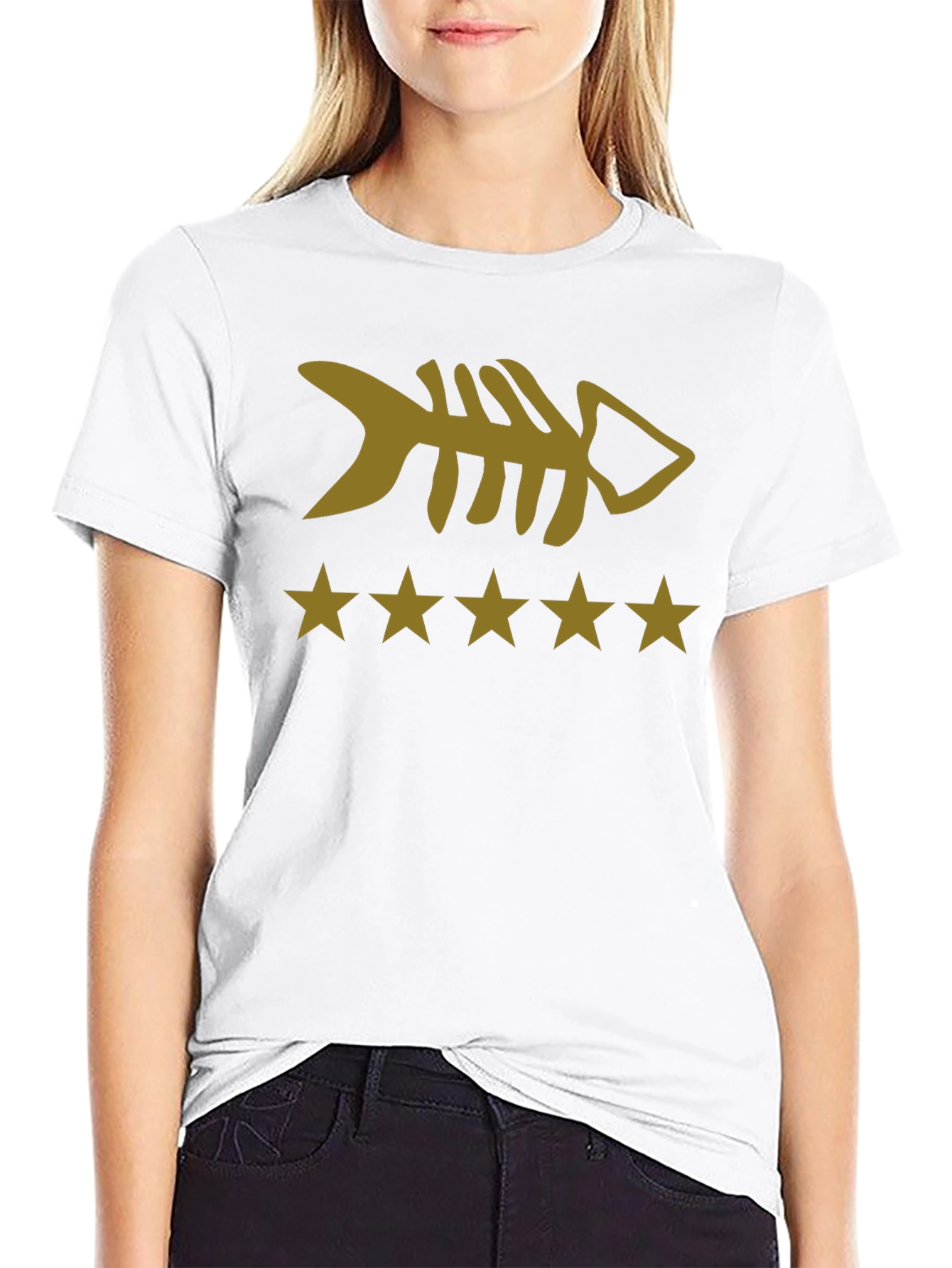 Fishbone & Stars Graphic T-Shirt - Black