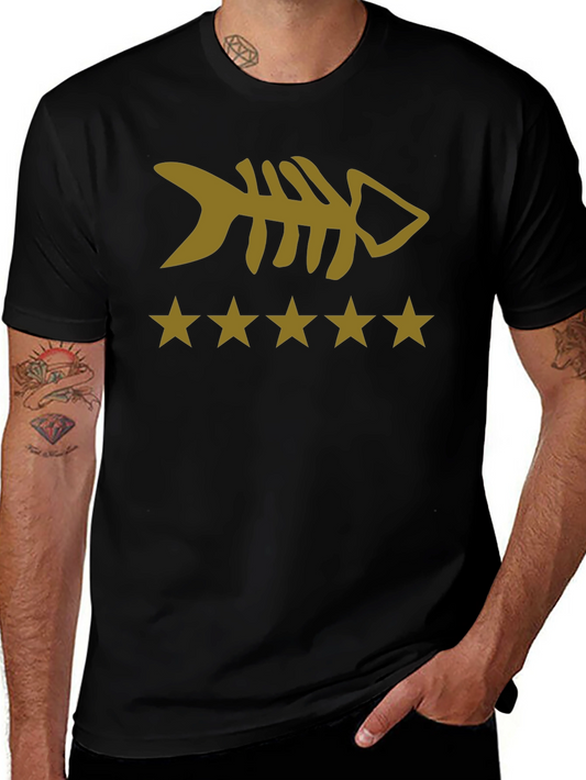 Fishbone & Stars Graphic T-Shirt - Black