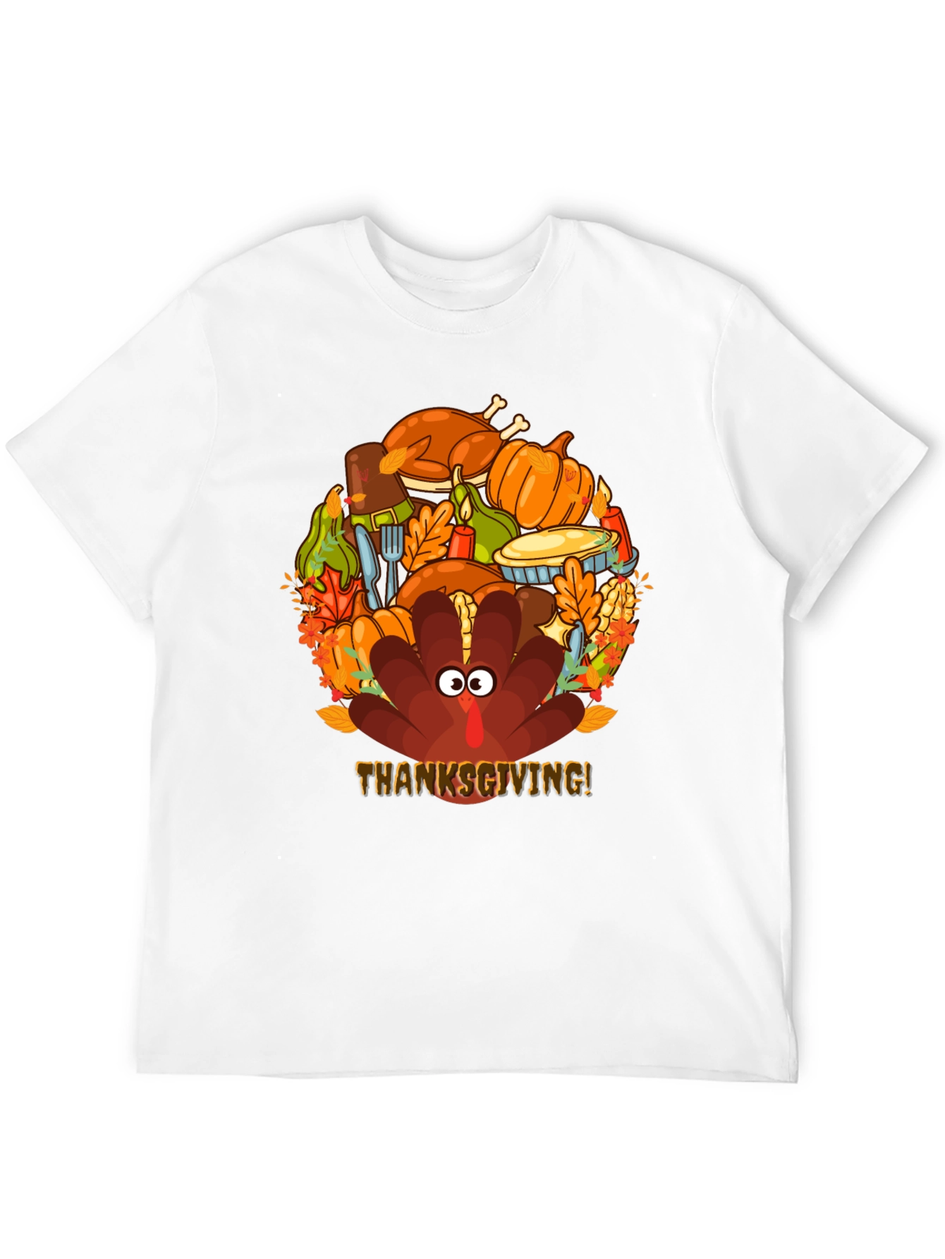 Thanksgiving Turkey Feast Graphic Tee - Mens Black T-Shirt