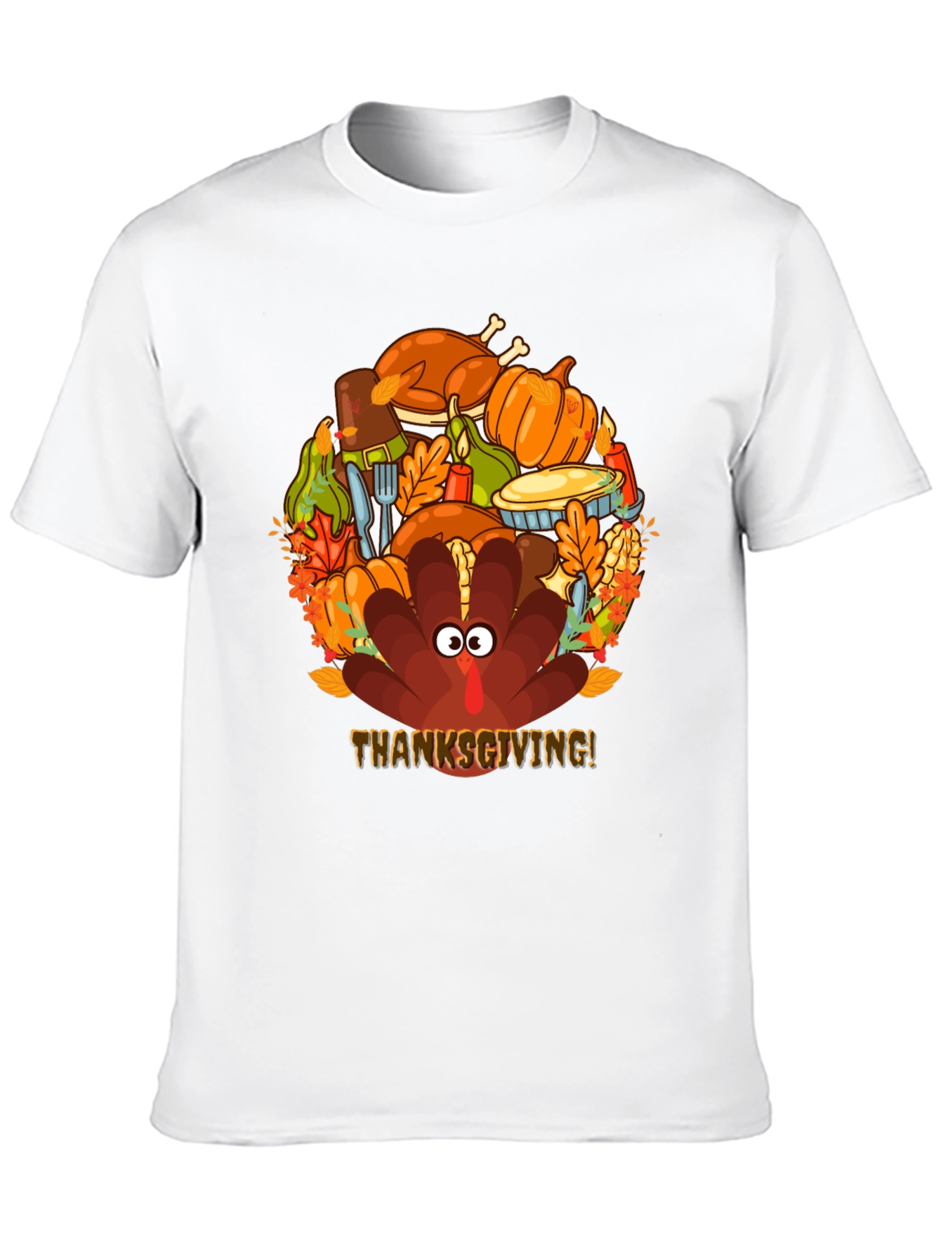 Thanksgiving Turkey Feast Graphic Tee - Mens Black T-Shirt