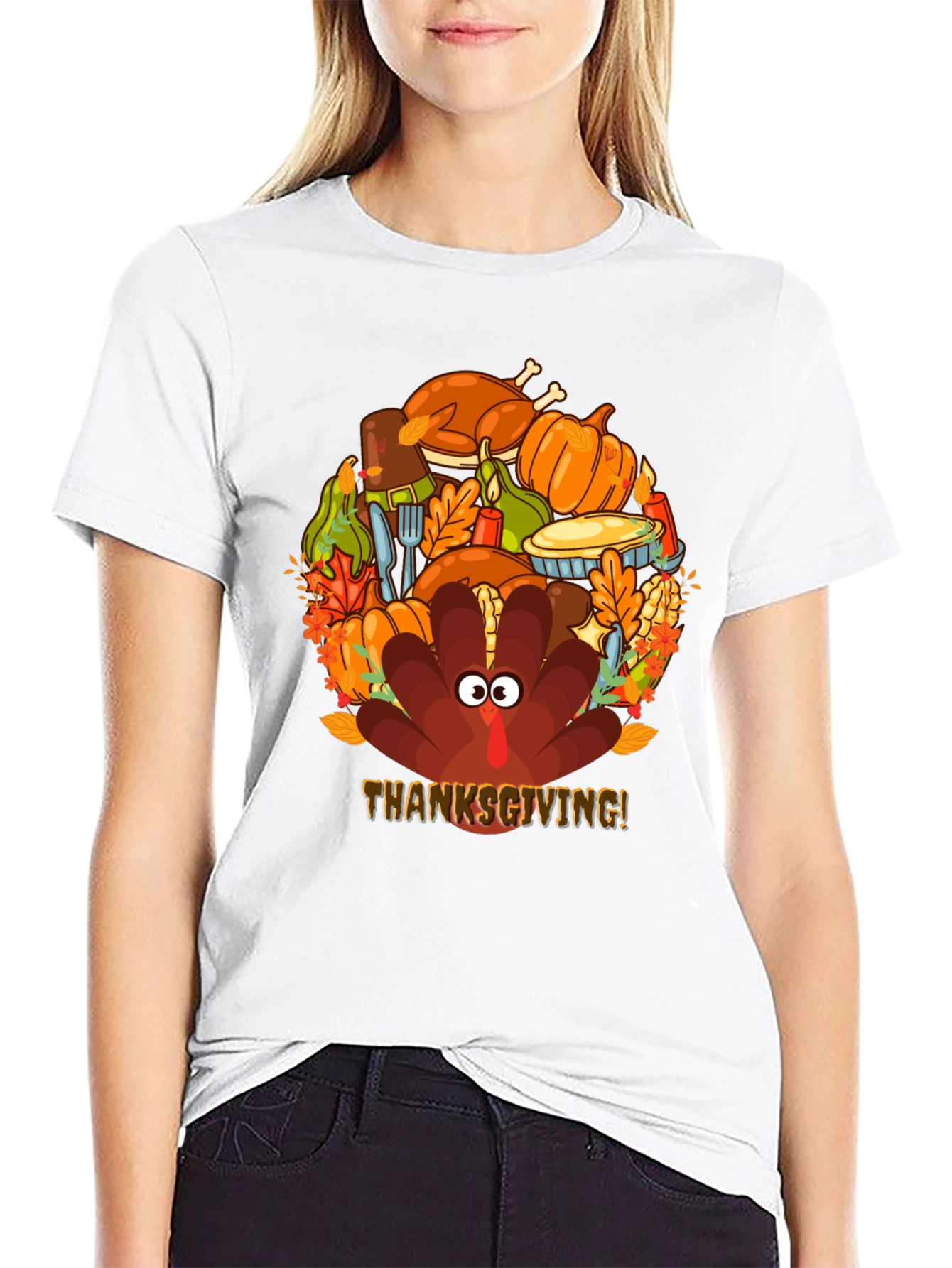 Thanksgiving Turkey Feast Graphic Tee - Mens Black T-Shirt