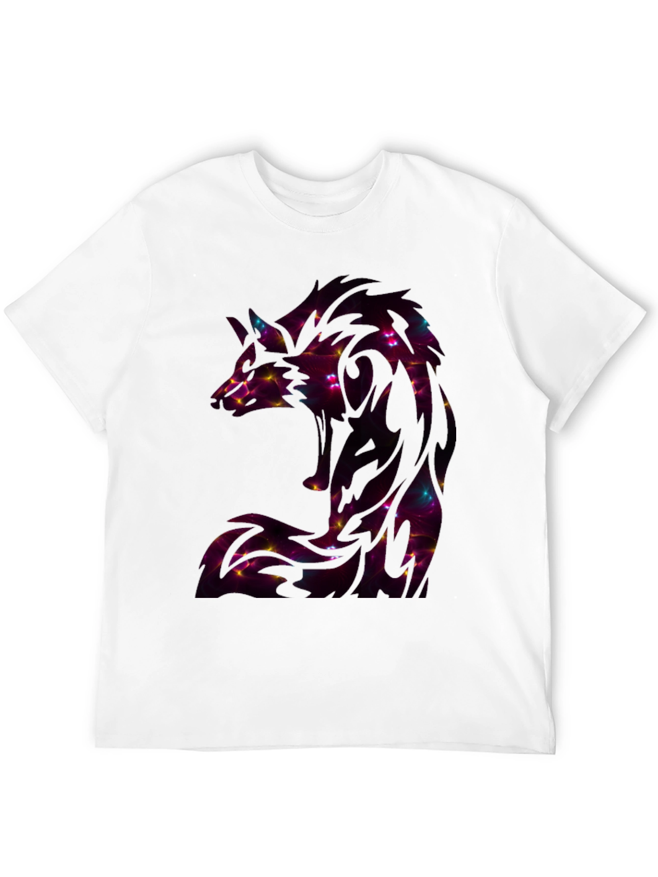 Abstract Wolf Graphic T-Shirt - Black
