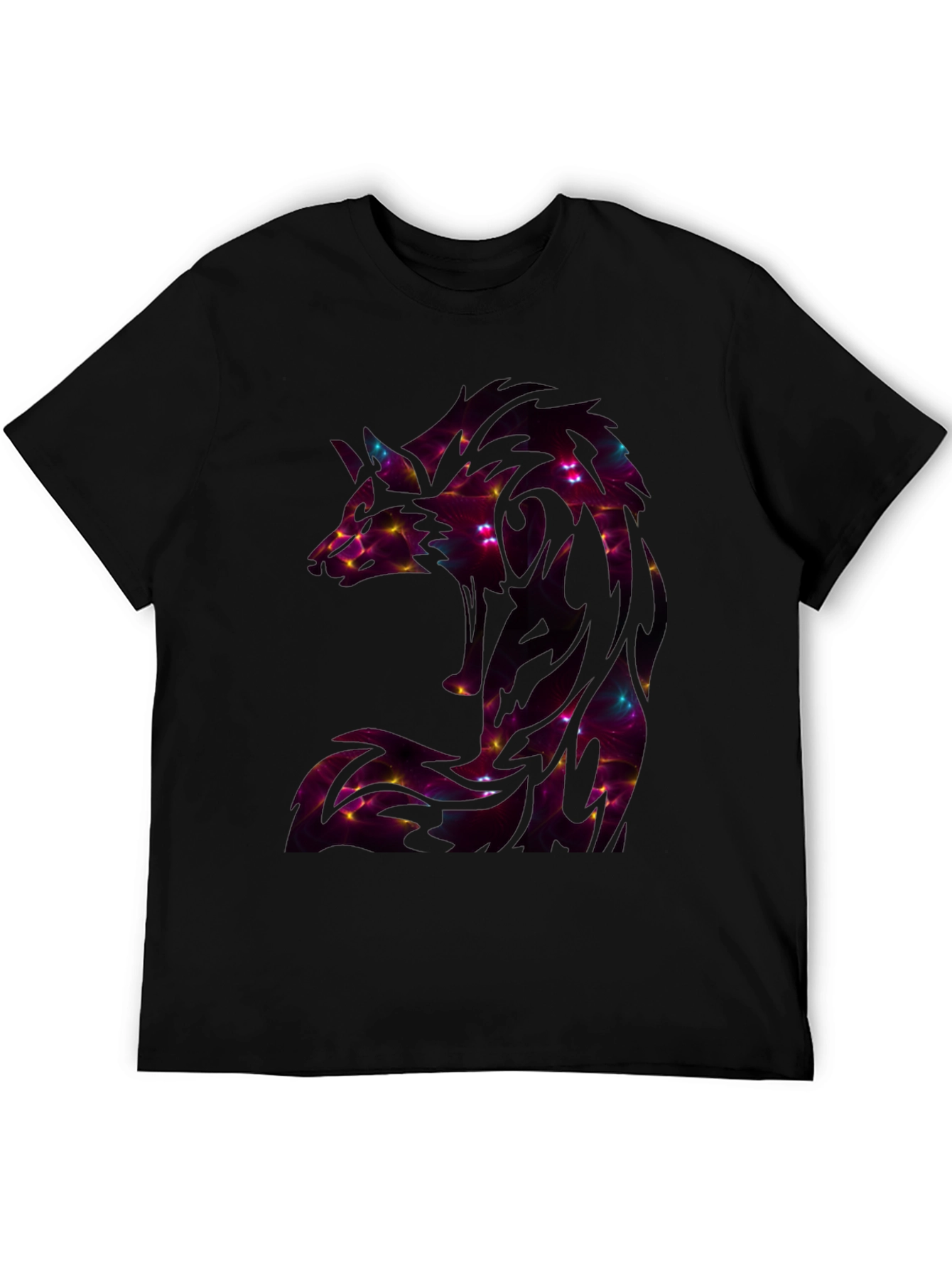 Abstract Wolf Graphic T-Shirt - Black