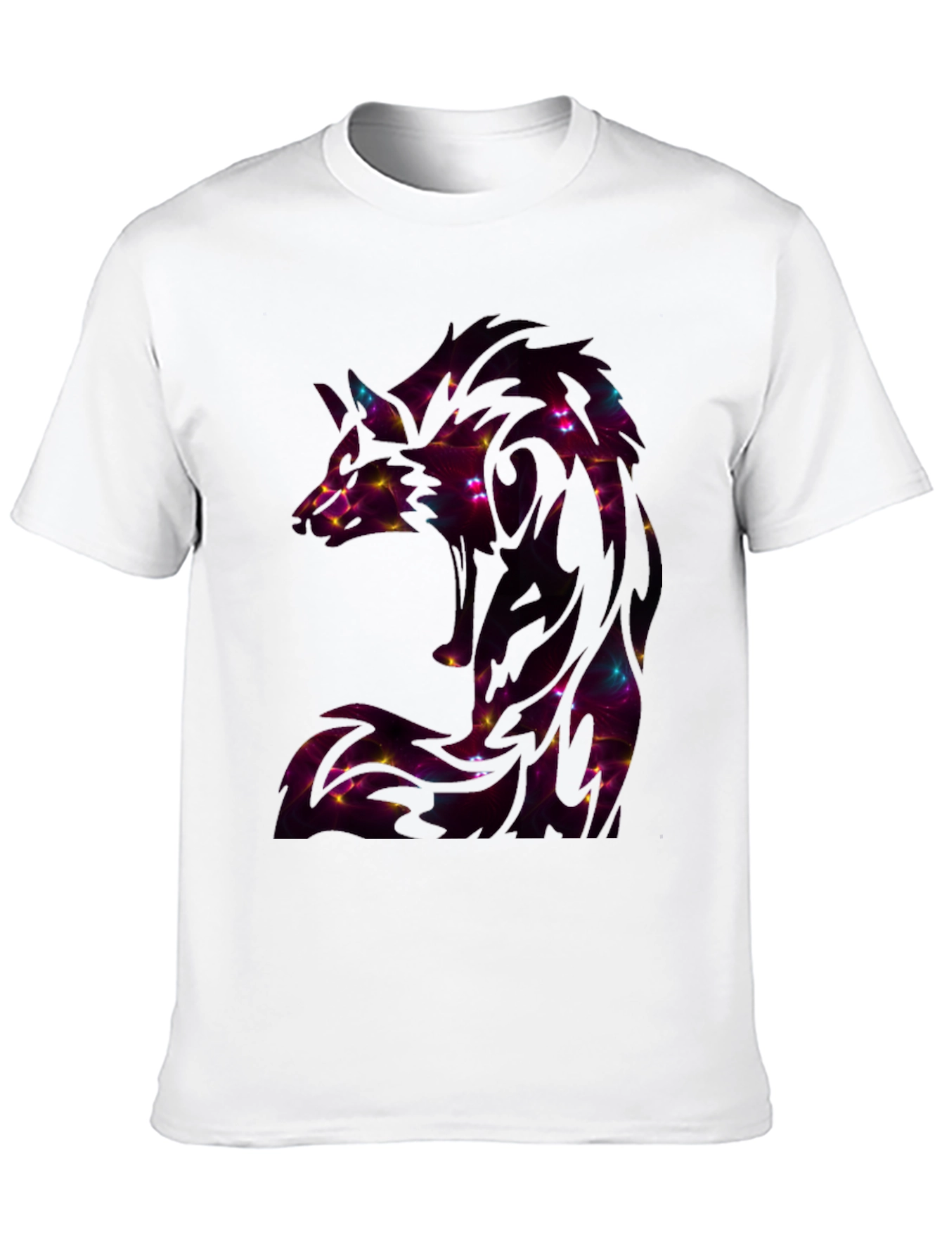 Abstract Wolf Graphic T-Shirt - Black