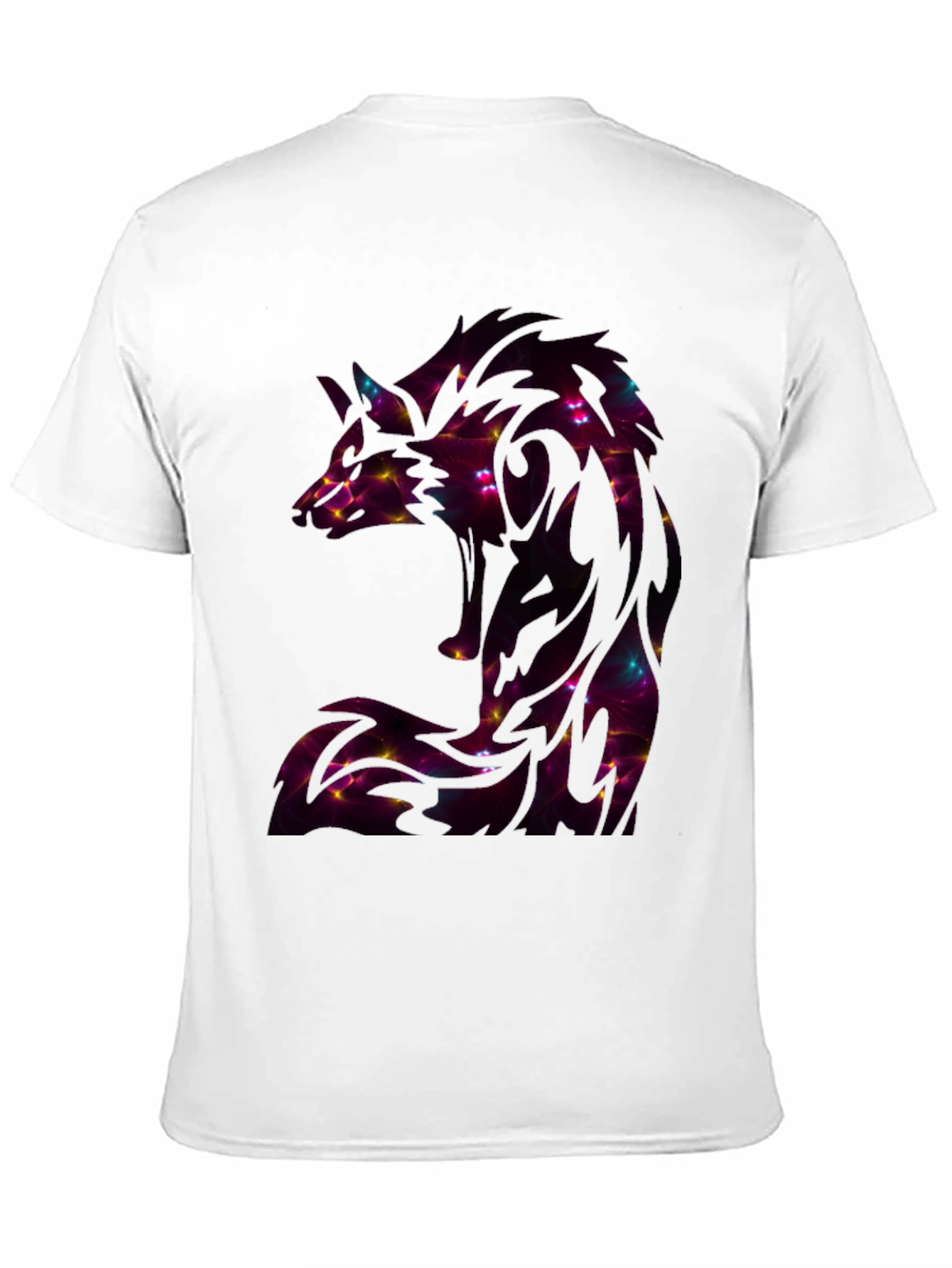 Abstract Wolf Graphic T-Shirt - Black