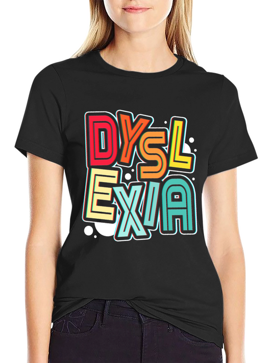 Dyslexia Awareness Graphic Tee - Black Cotton T-Shirt