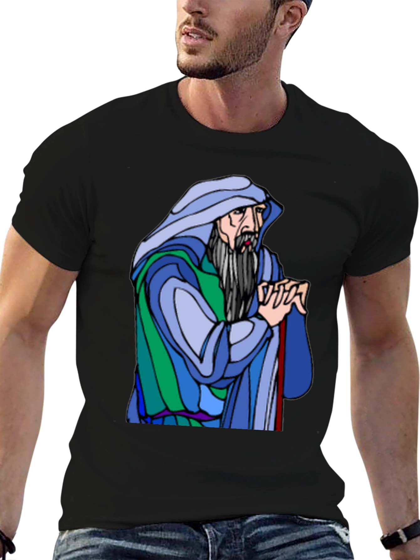 Wizard Graphic Print Black T-Shirt
