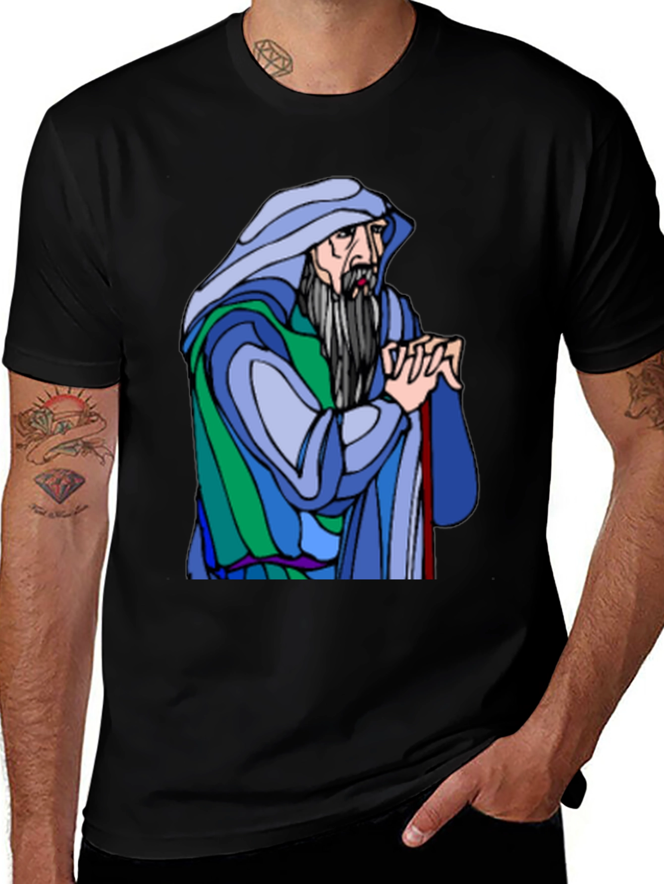 Wizard Graphic Print Black T-Shirt