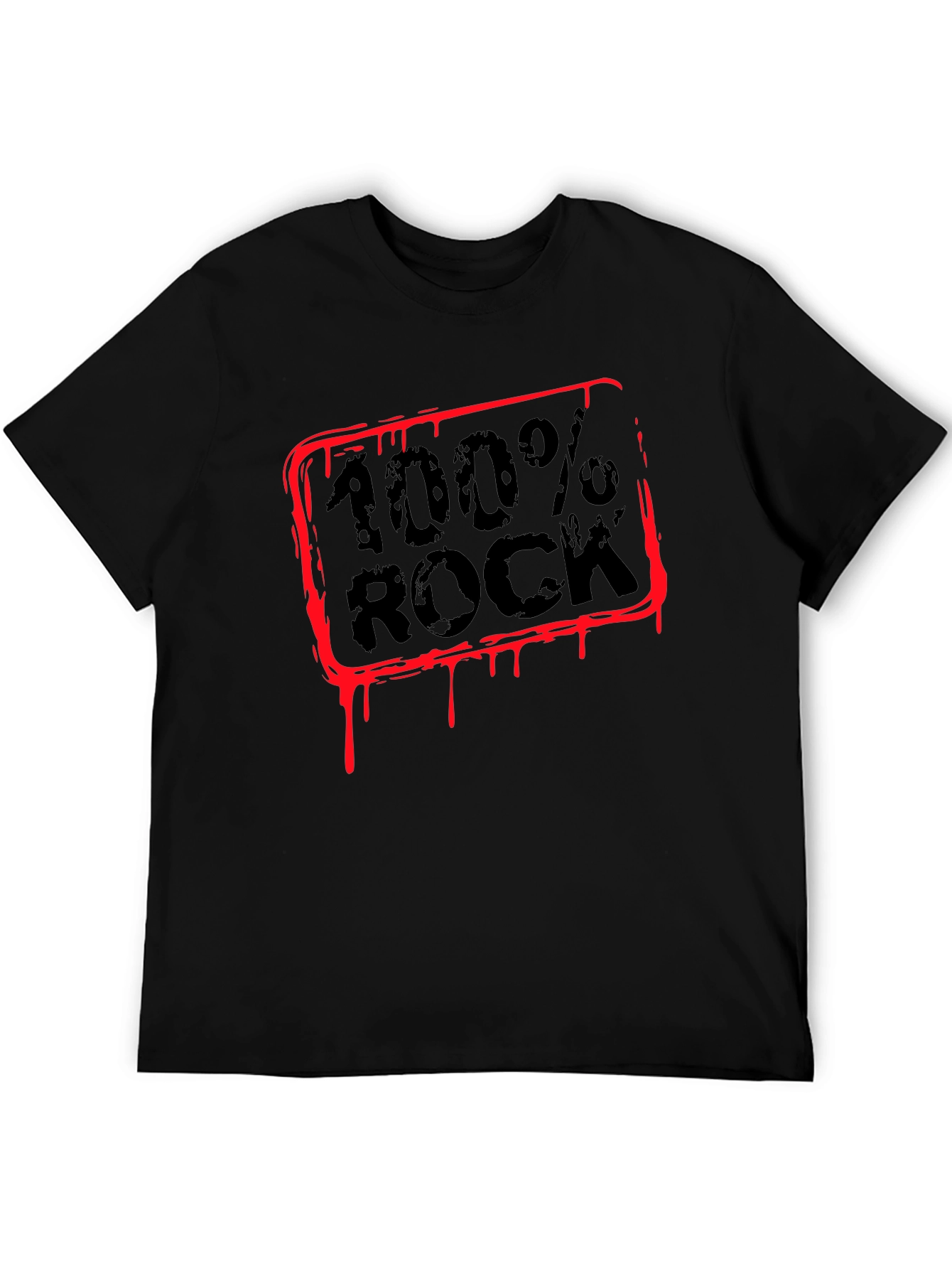 100% Rock Graphic T-Shirt - Mens Crew Neck Tee