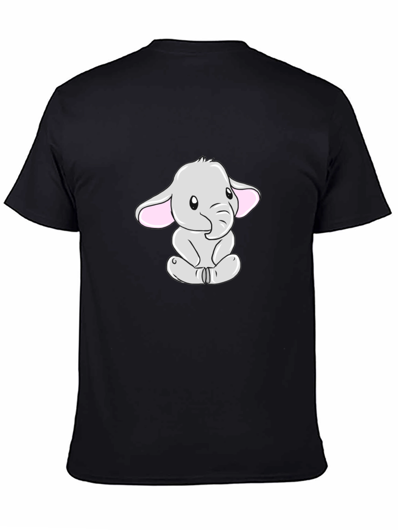 Cute Elephant Graphic Tee - Black Cotton Blend