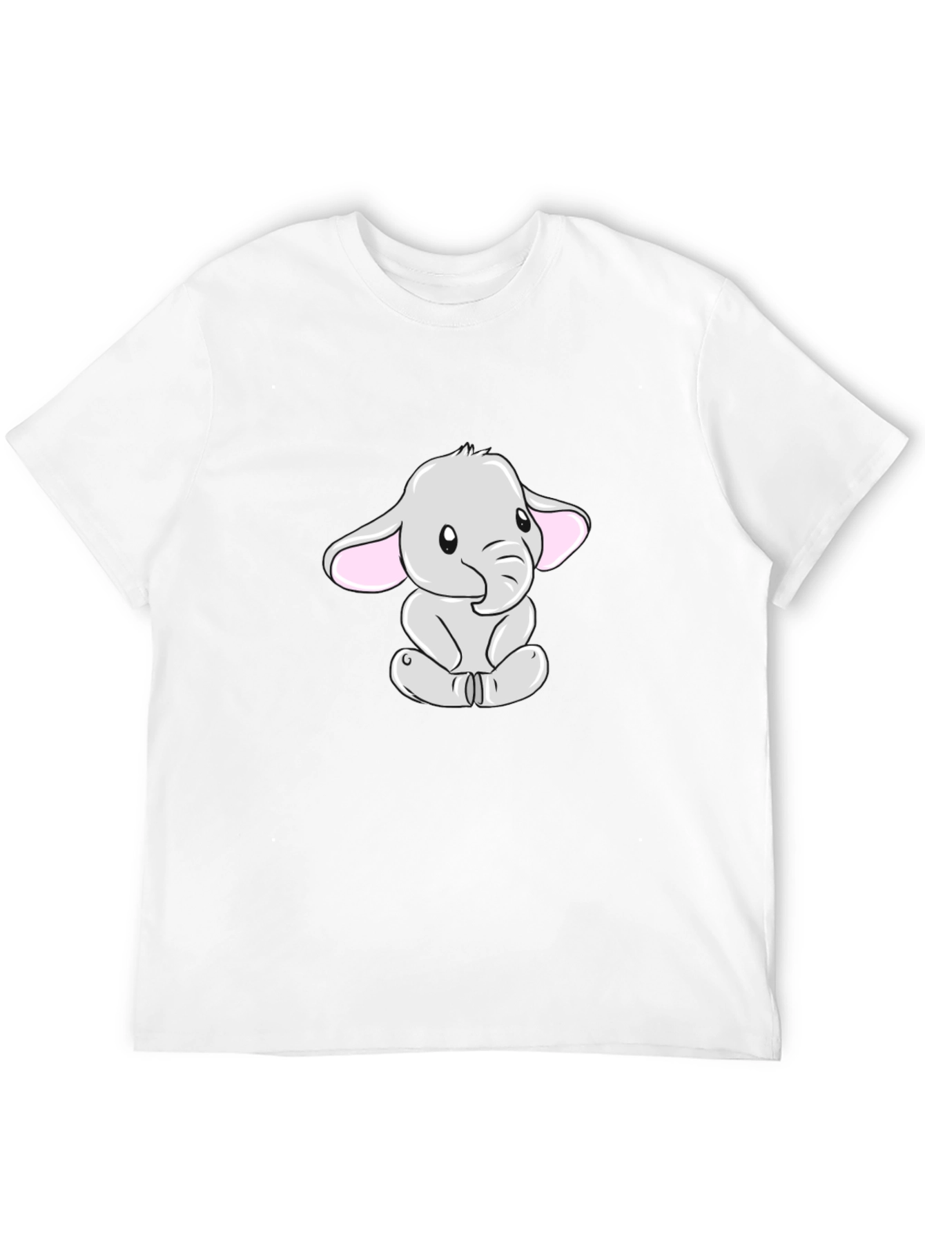 Cute Elephant Graphic Tee - Black Cotton Blend