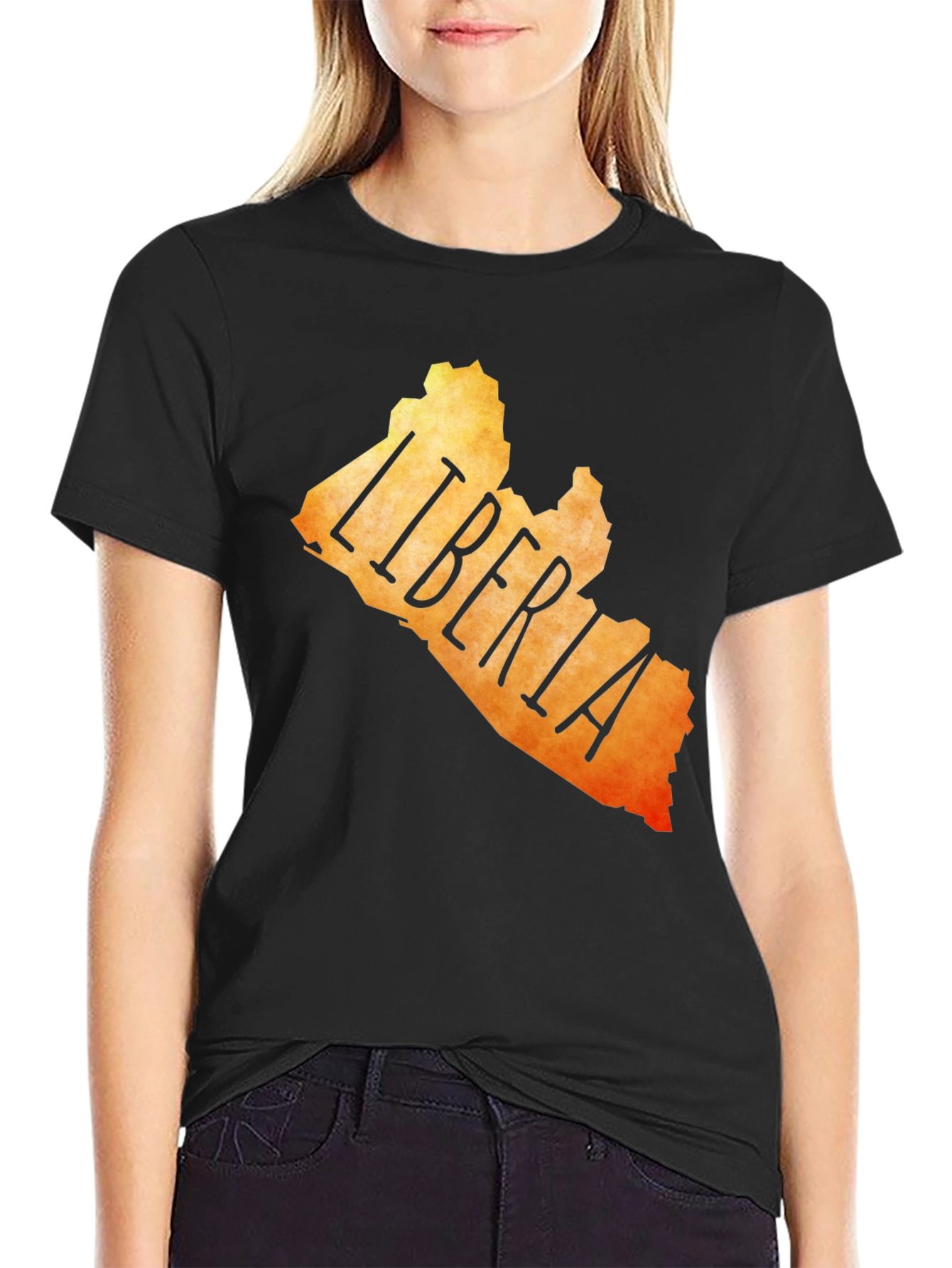 Liberia Map T-Shirt - Black Graphic Tee