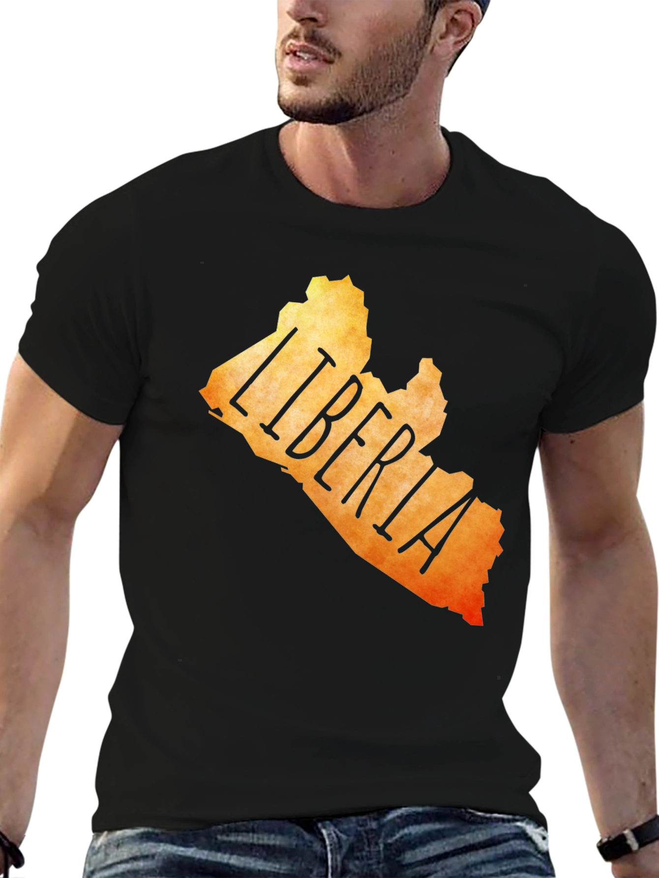 Liberia Map T-Shirt - Black Graphic Tee