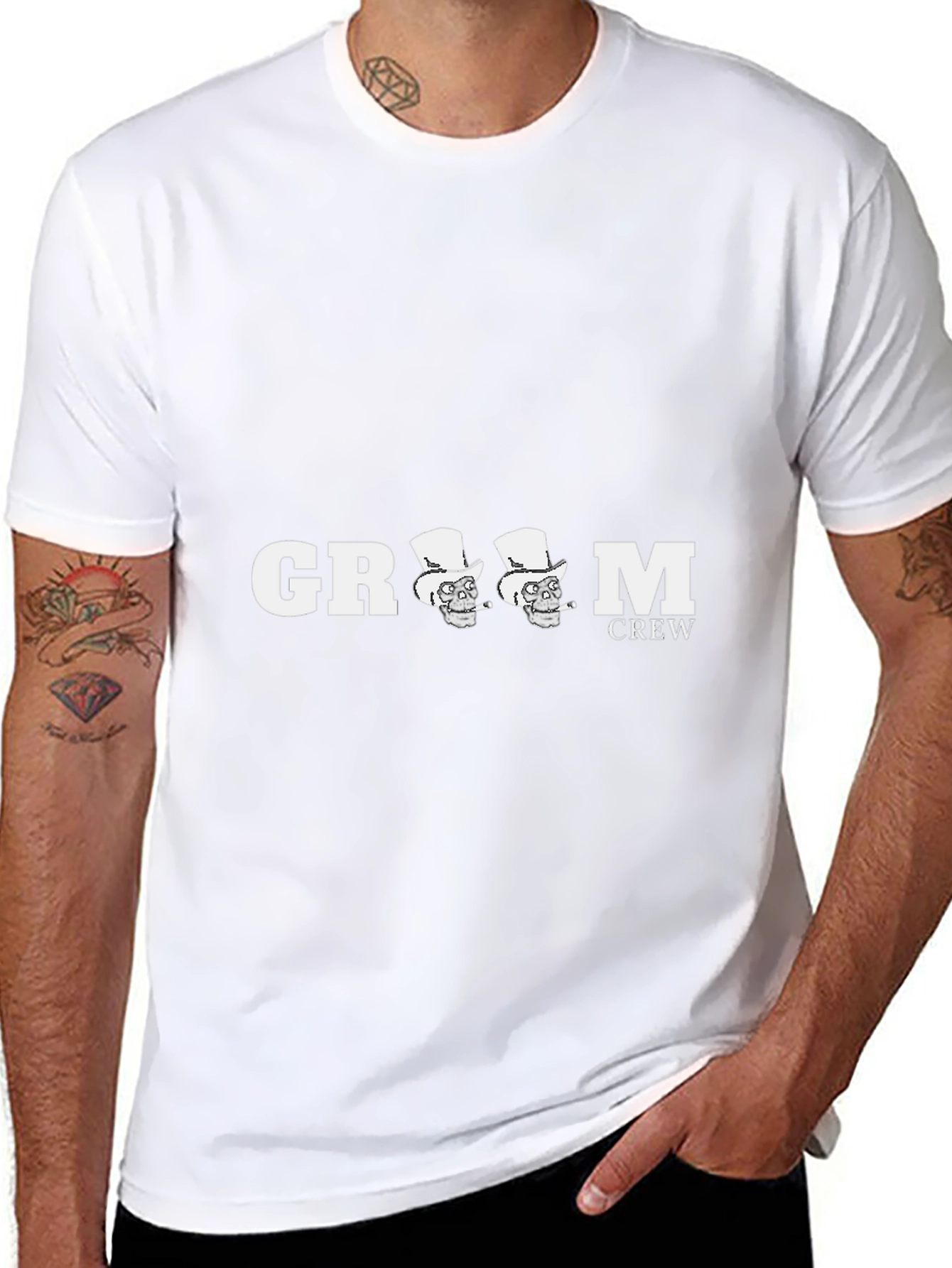Groom Crew T-Shirt Skull Graphic