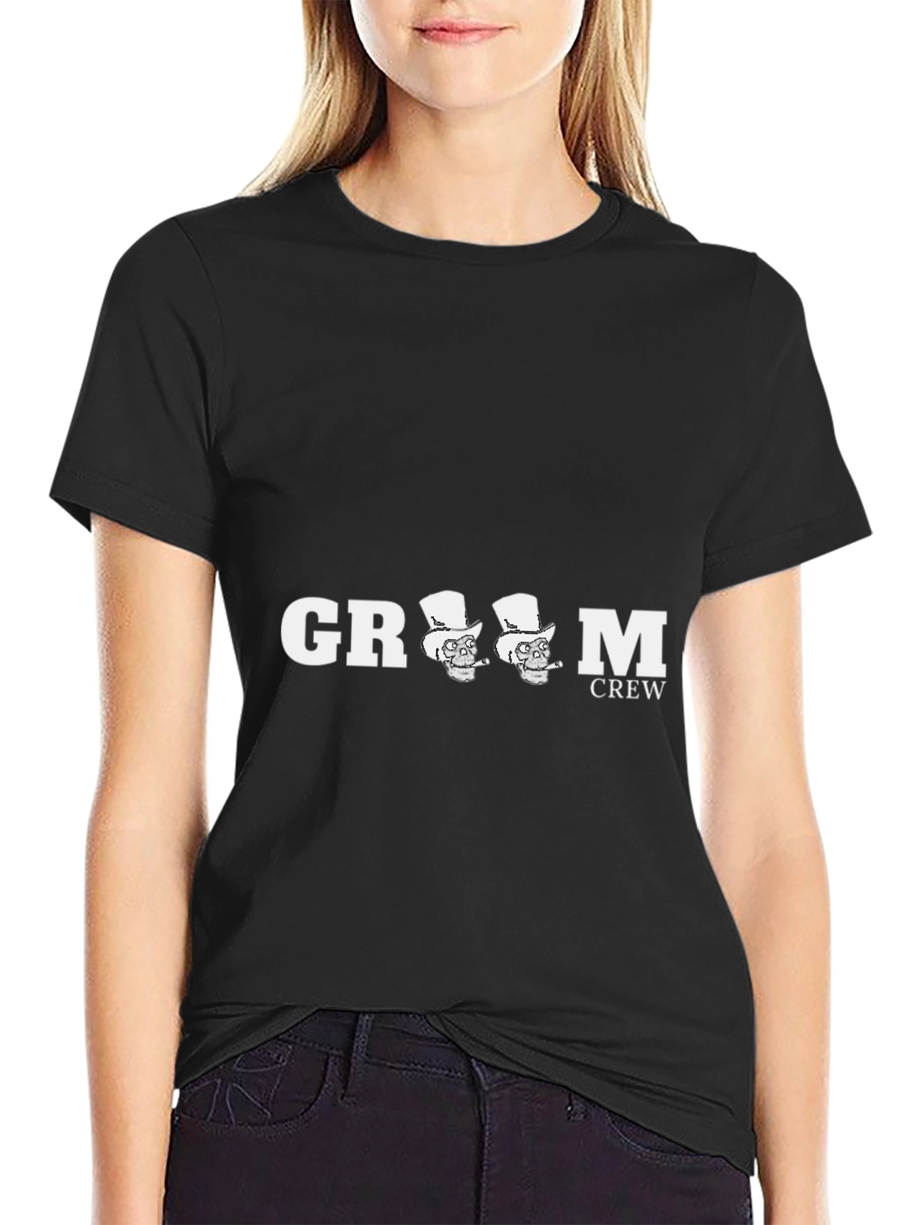Groom Crew T-Shirt Skull Graphic
