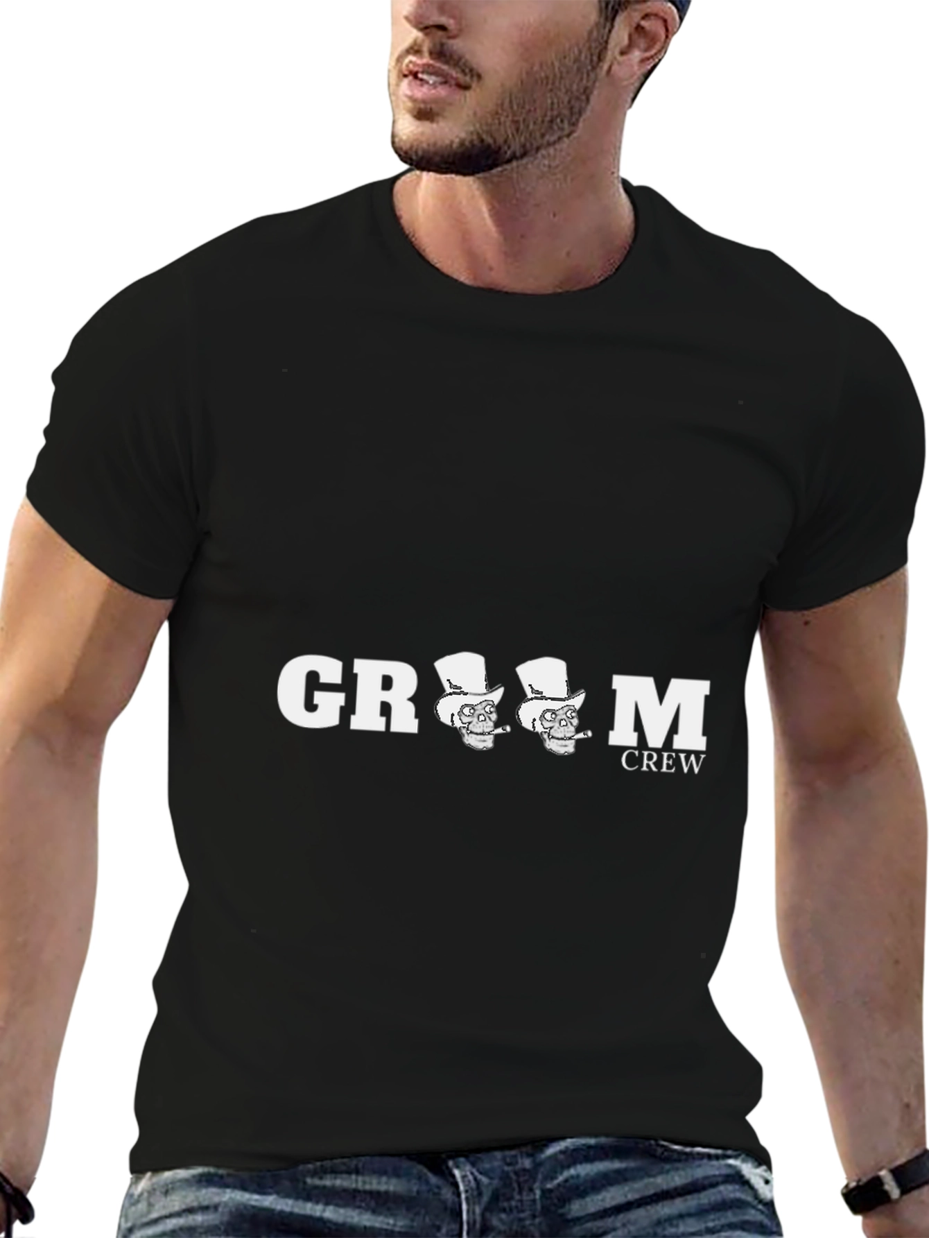 Groom Crew T-Shirt Skull Graphic