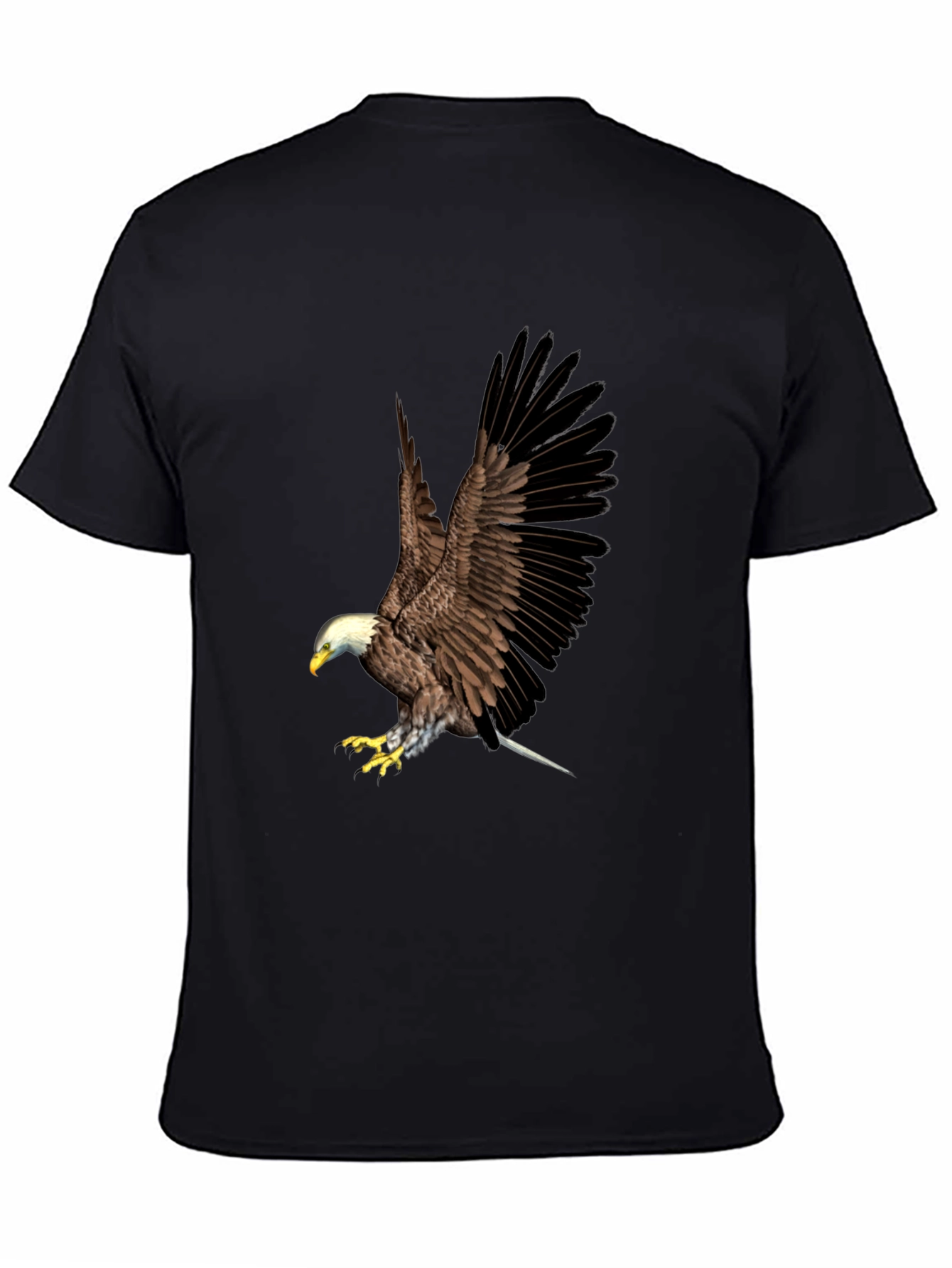 Bald Eagle Graphic Print Black T-Shirt