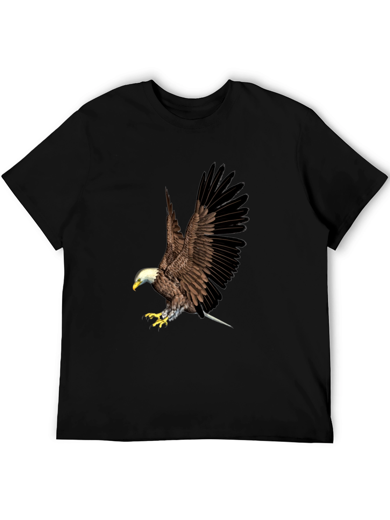 Bald Eagle Graphic Print Black T-Shirt