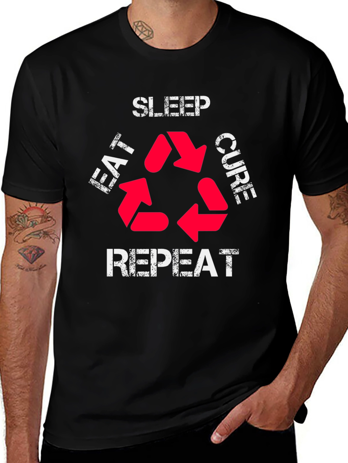 Eat Sleep Cure Repeat Graphic T-Shirt