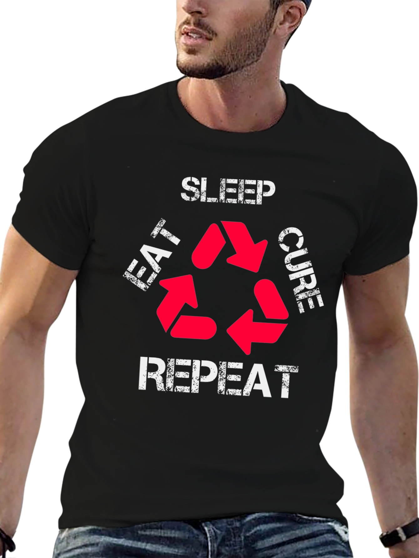 Eat Sleep Cure Repeat Graphic T-Shirt