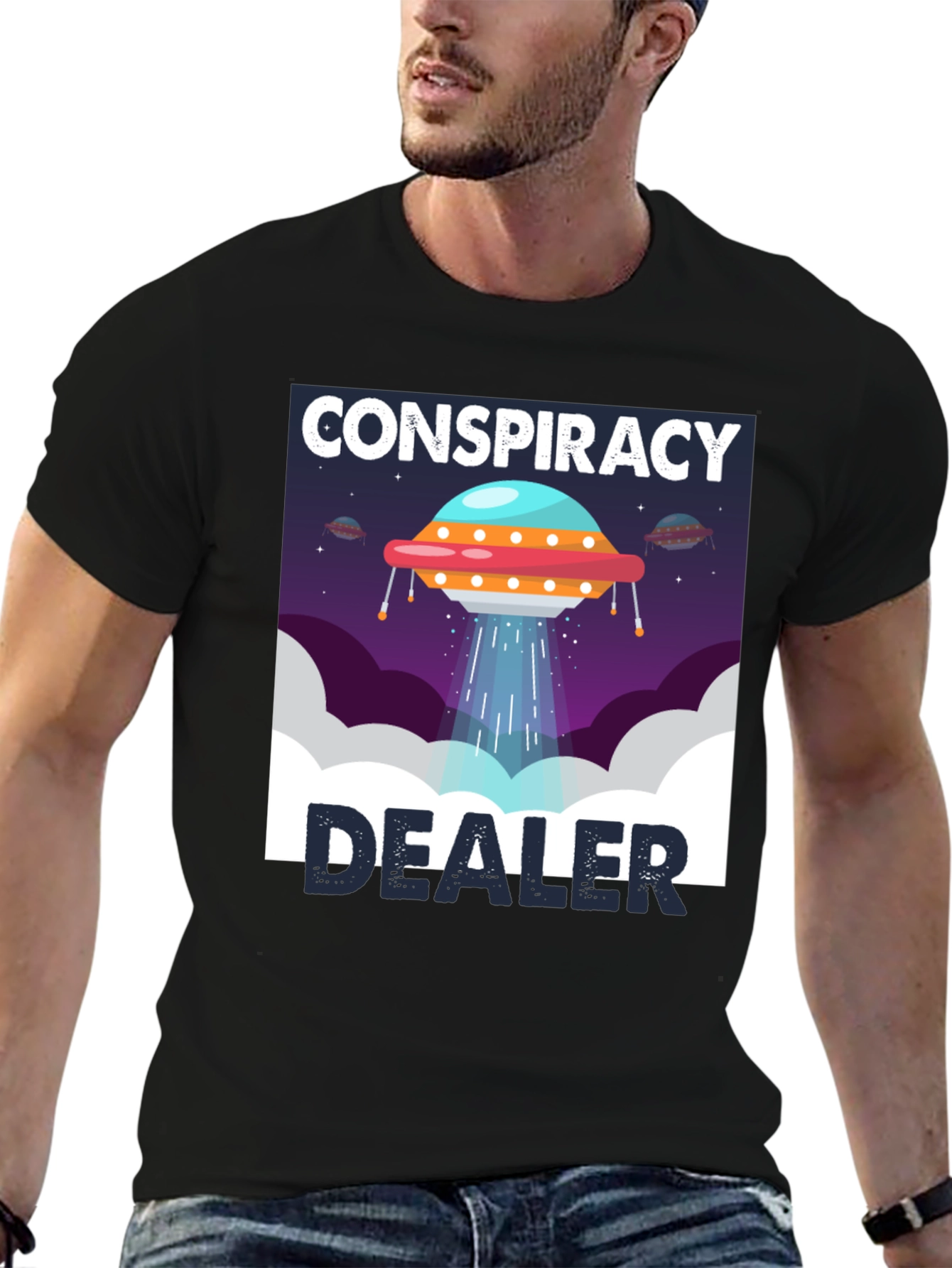 Conspiracy Dealer Graphic T-Shirt - UFO Design