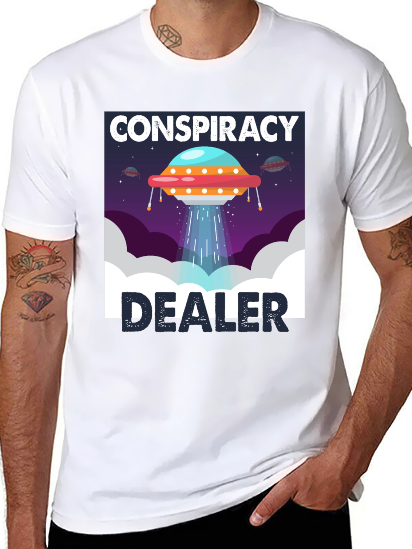 Conspiracy Dealer Graphic T-Shirt - UFO Design
