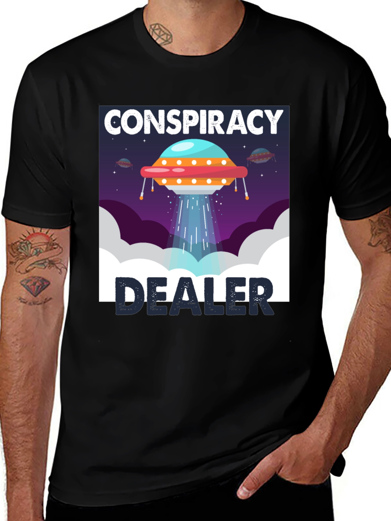Conspiracy Dealer Graphic T-Shirt - UFO Design
