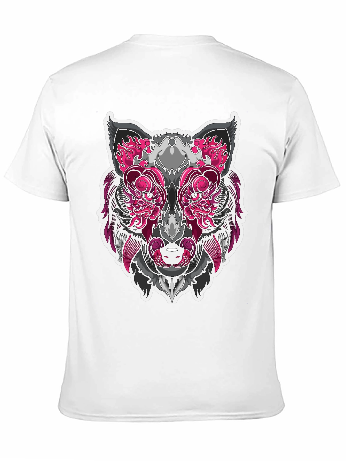 Graphic Wolf Tee - Pink & Gray Animal Print